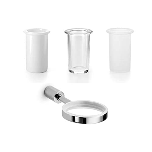 Picola 52511+55003 Wall Mounted Brass Toothbrush Holder with Clear Glass - Modern Bathroom Organizer for Toothbrushes & Dental Care Essentials | Perfect for Bathroom, Vanity & Spa Decor
