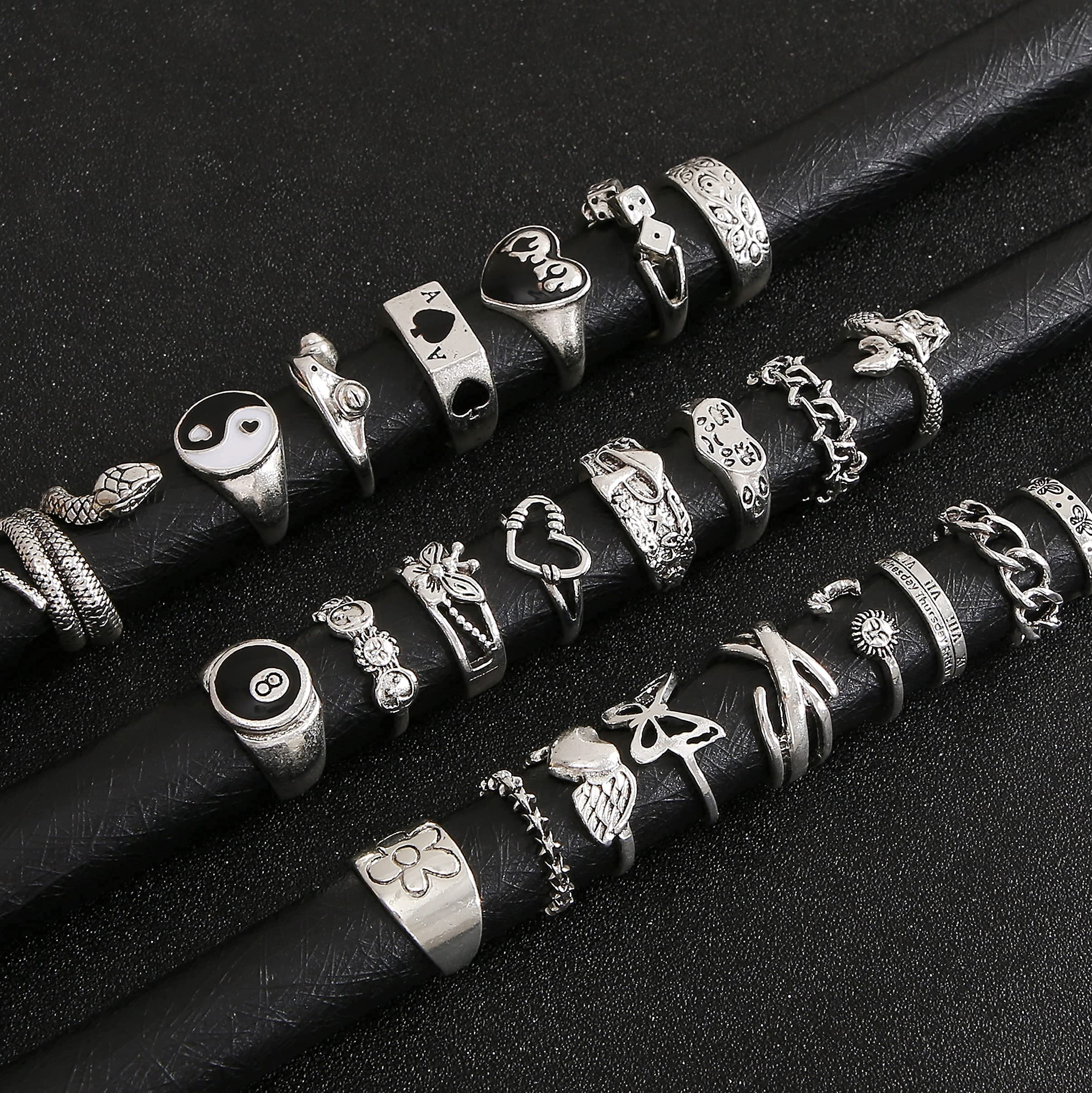 Vintage Silver & Gold Punk Knuckle Rings Set for Men & Women - Gothic Open Finger Rings for Punk Rock Fashion & Everyday Wear
