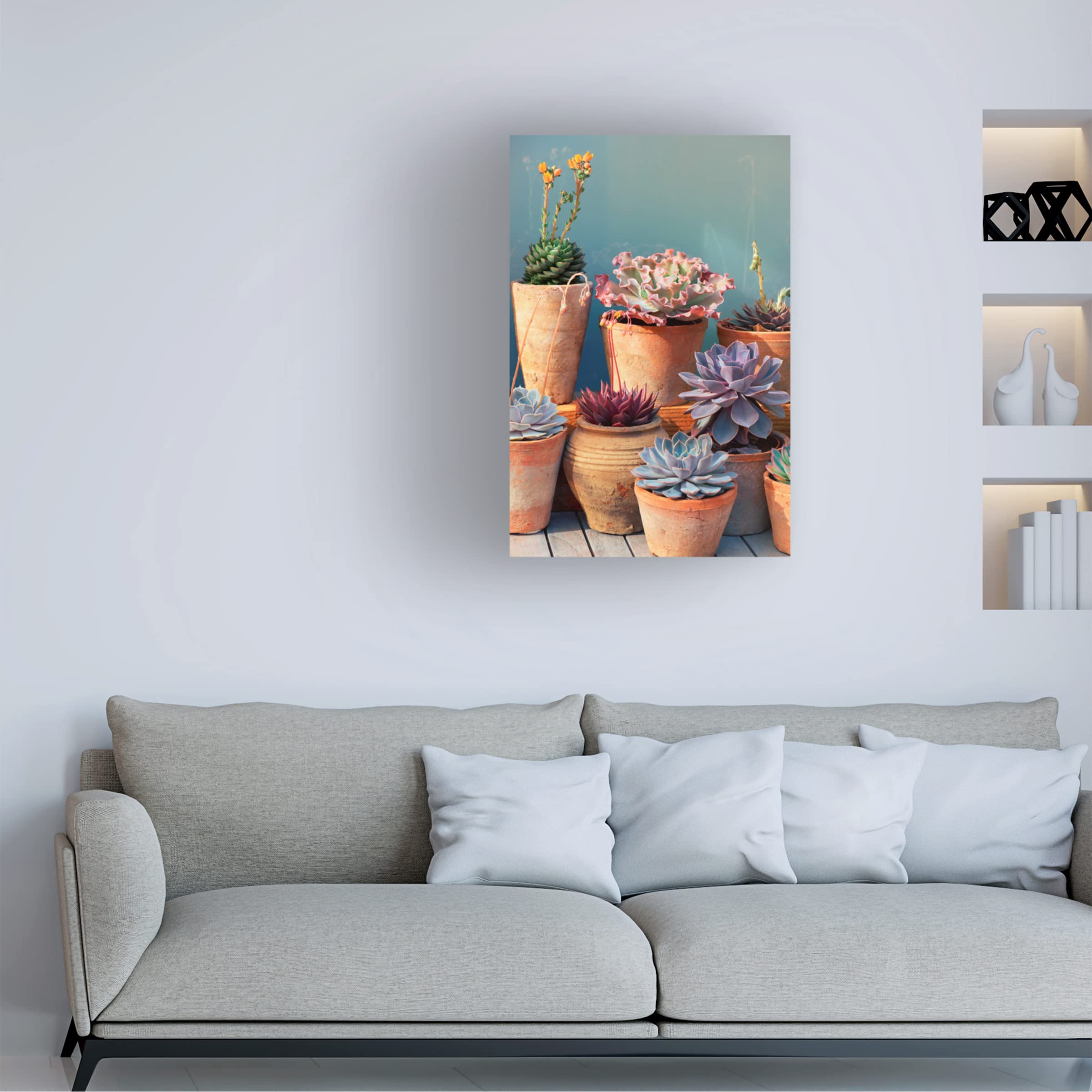 Trademark Fine Art 'Succulent on Table II' Canvas Wall Art Print by Cora Niele - Modern Home Decor for Living Room, Bedroom & Office