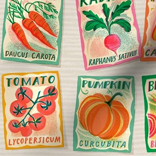 Vegetable Garden Printed Cotton Fabric by The Yard - for Sewing, Quilting & Decor