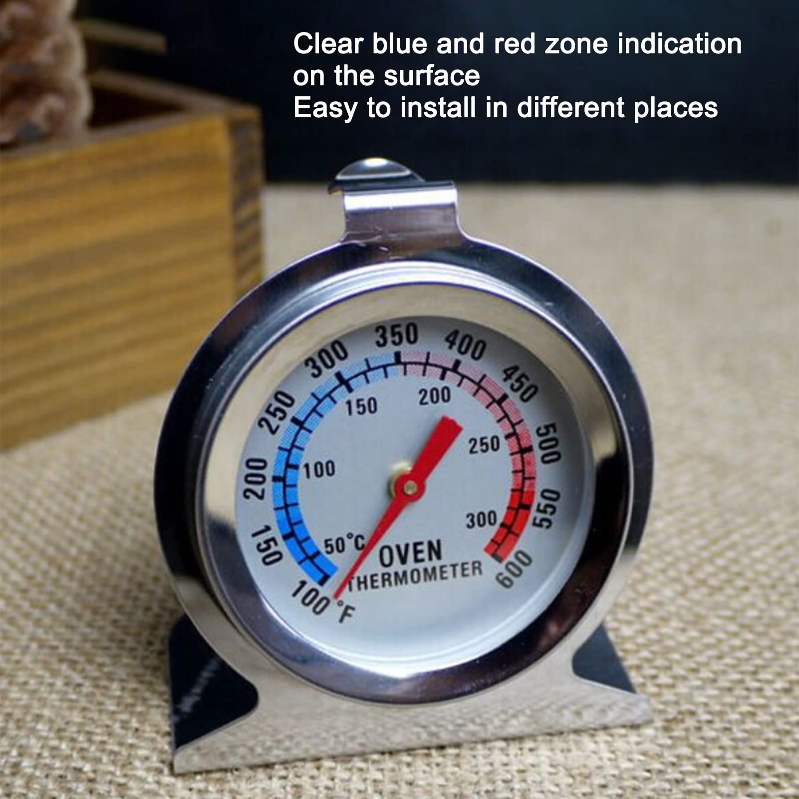 1.97×2.36in Stainless Steel Oven Thermometer for Electric & Gas Ovens - Instant Read Cooking Thermometer with Single Scale (50-300°C/100-600°F) - Perfect for Baking, Grilling, Roasting & Kitchen Temperature Monitoring