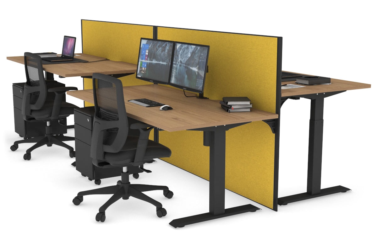 Just Right Height Adjustable 4-Person Workbench | 1400L x 800W Office Desk with Cable Management | Perfect for Team Collaboration & Computer Workstations