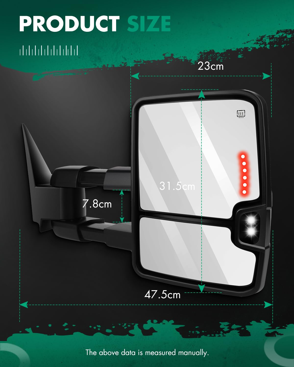 SCITOO Black Power-Adjusted Heated Towing Mirrors with LED Turn Signal & Puddle Light - Compatible with 2003-2006 Chevy Silverado & GMC Sierra Pickup Trucks (Pair LH RH) - Perfect for Enhanced Visibility & Safety During Towing & Night Driving