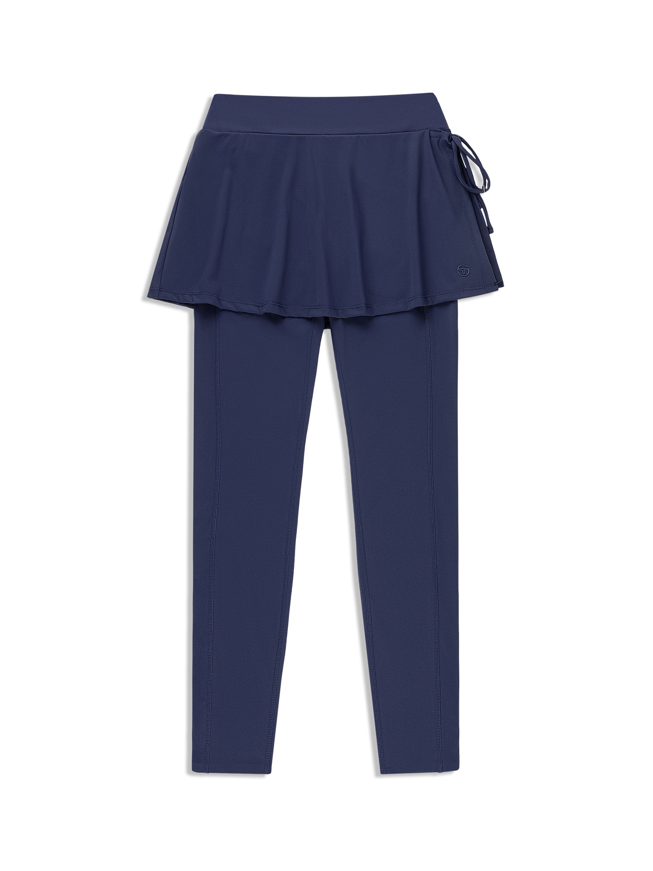 Delfina Women's High Waist Leggings with Skirt - Comfortable & Stretchy Yoga Pants in Maritime Blue for Workout, Running & Casual Wear