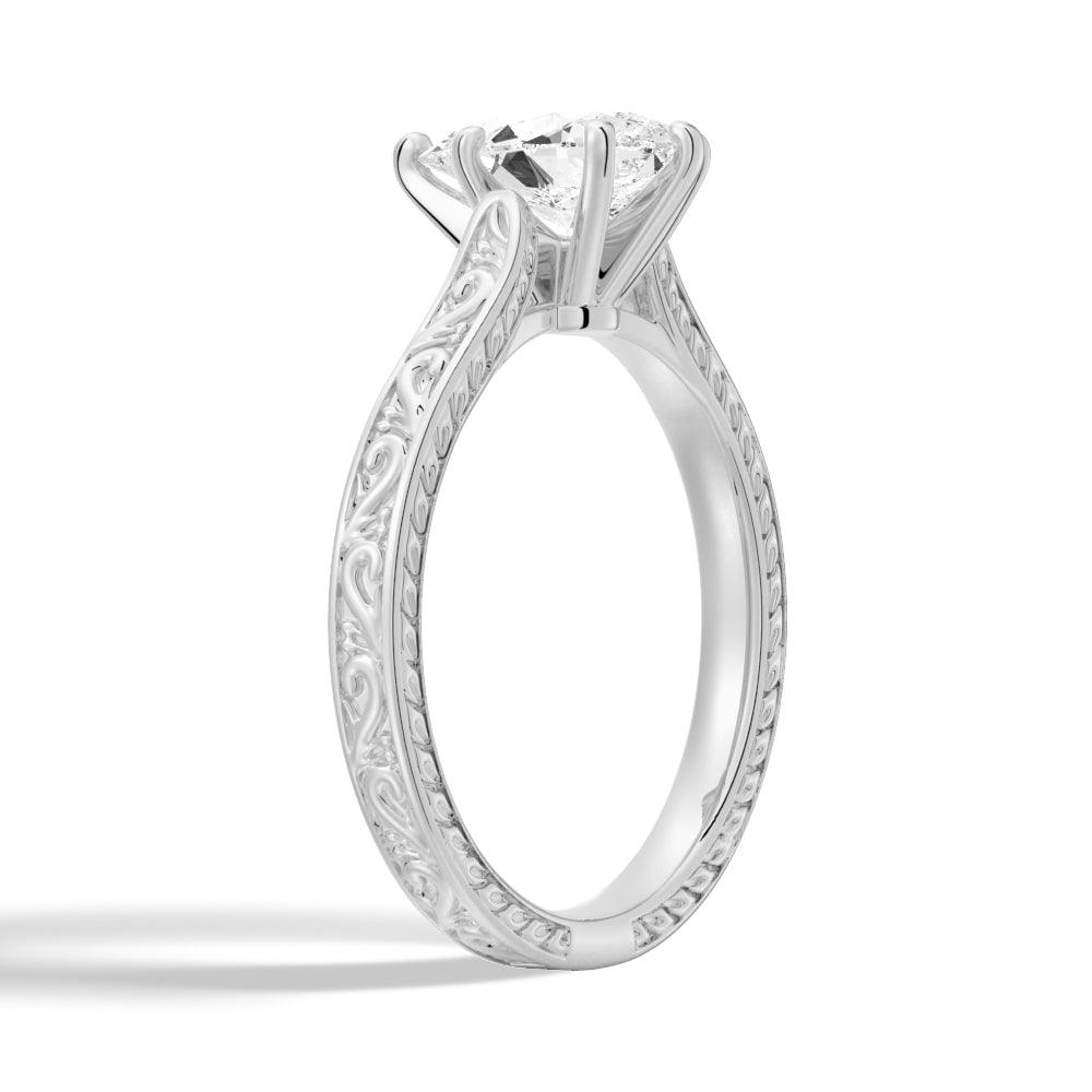 Vintage Two-Tone Pear-Shaped Moissanite Engagement Ring with Milgrain Edges - Elegant Wedding, Proposal & Anniversary Jewelry Gift for Her