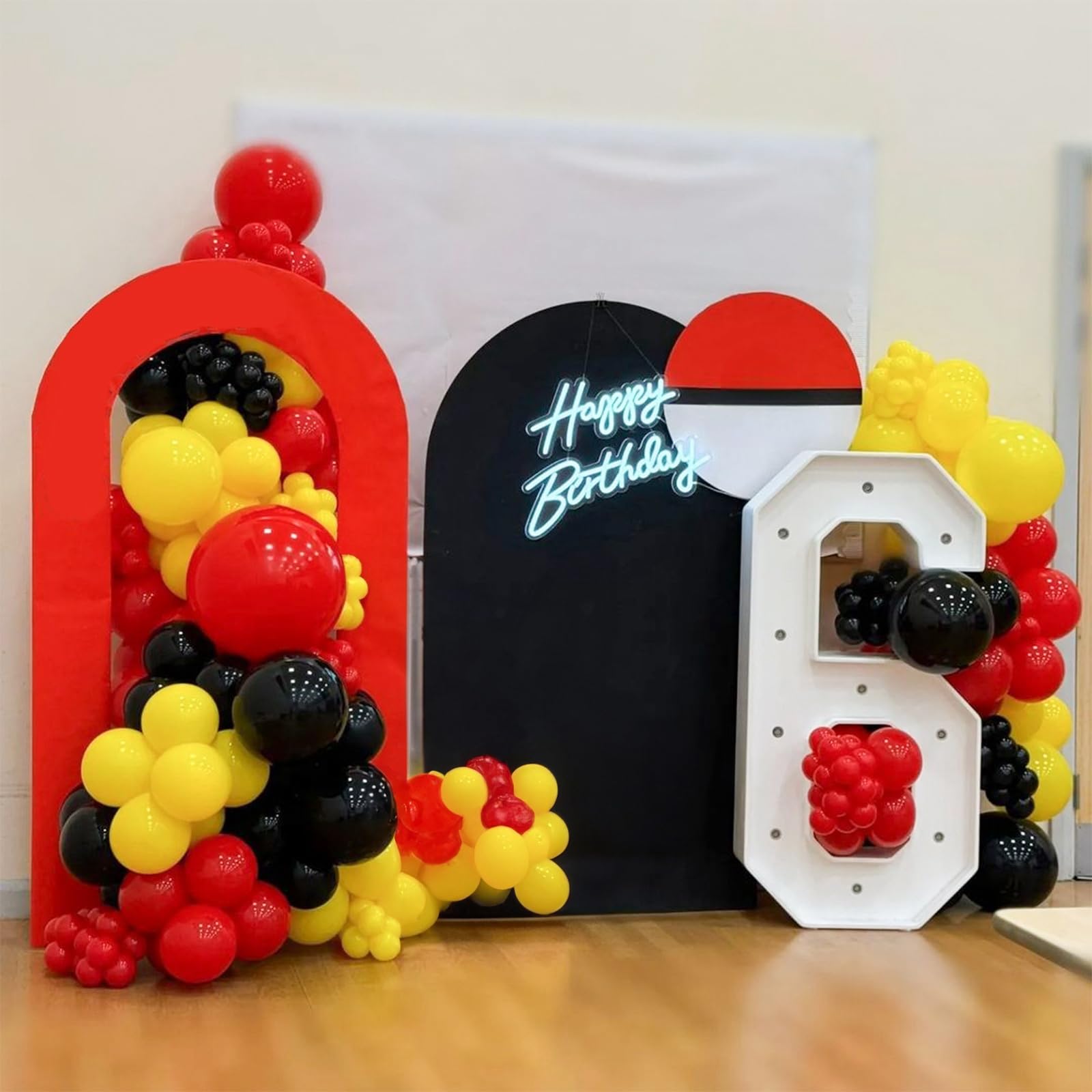 12 Inch Red Yellow Black Lightning Cartoon Anime Balloons - Superhero & Race Car Birthday Party Decorations for Boys, Confetti Balloons for Indoor & Outdoor Celebrations, Baby Showers, and Themed Events