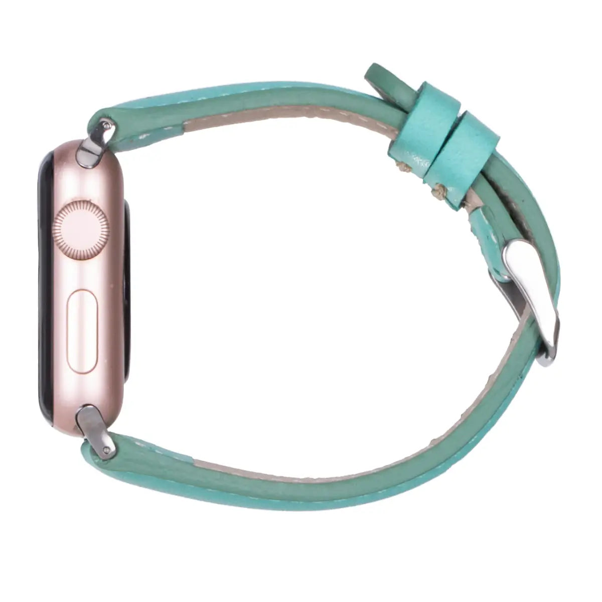 Premium Mint Blue Genuine Leather Slim Apple Watch Band - Stylish & Comfortable for Workouts, Office & Everyday Wear