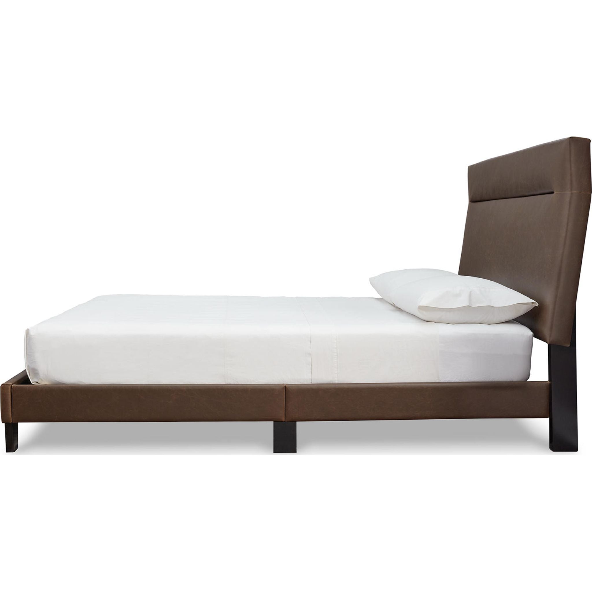 Adelloni Upholstered Platform Bed Frame - Queen Size Brown Fabric Bed with Wooden Slats - Perfect for Modern Bedroom & Guest Room Decor