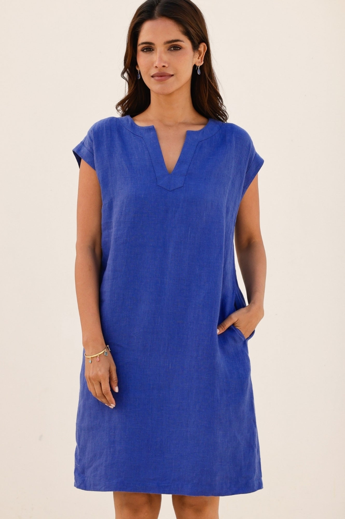 Dori Linen Dress for Women - Cobalt Blue Summer Maxi Dress | Beach Vacation, Date Night, Casual Outfit