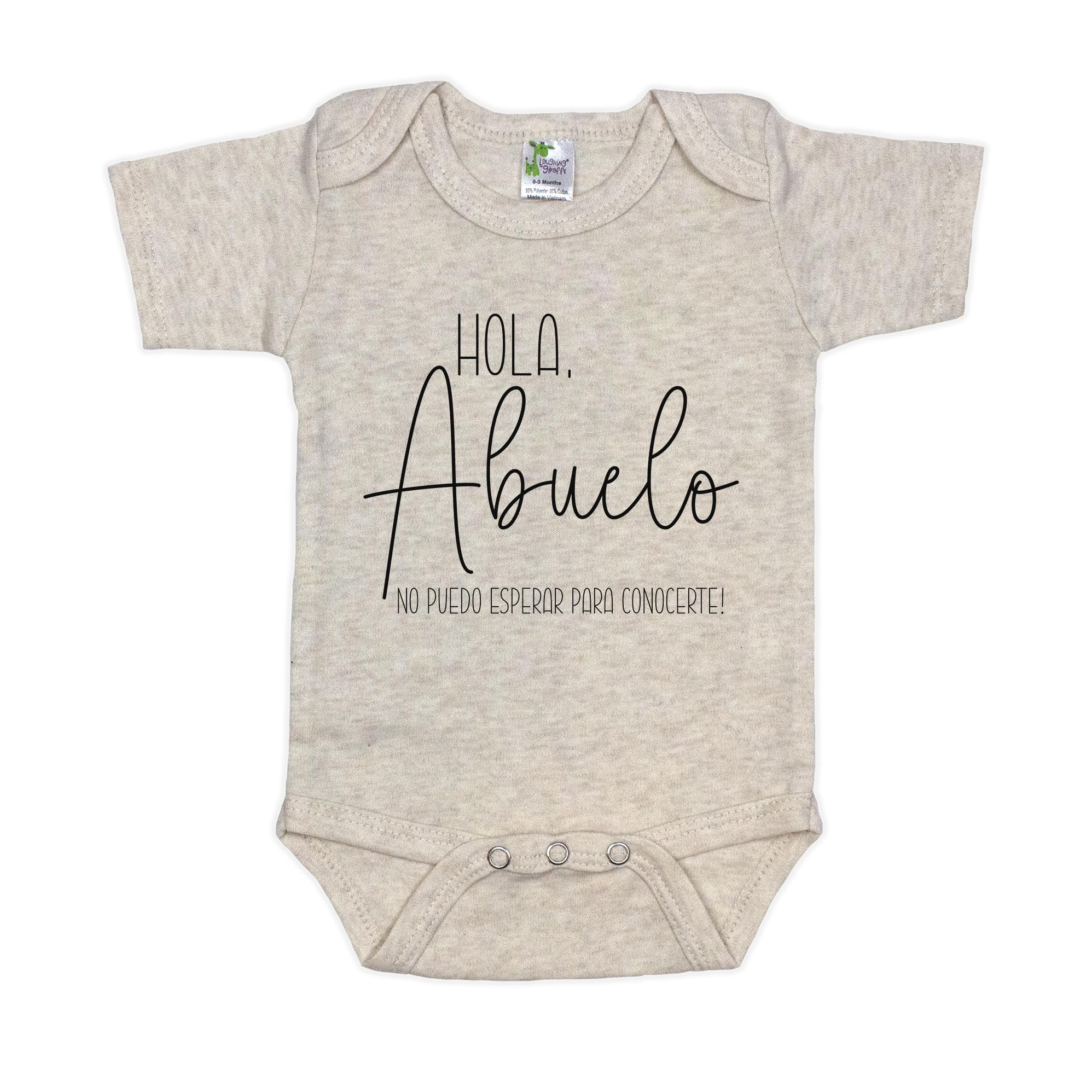 Spanish Pregnancy Announcement Baby Bodysuit - 'Hola Abuelo' Cute Infant Onesie for Grandparents - Perfect Gender Reveal & First Meeting Gift (Natural Cotton)