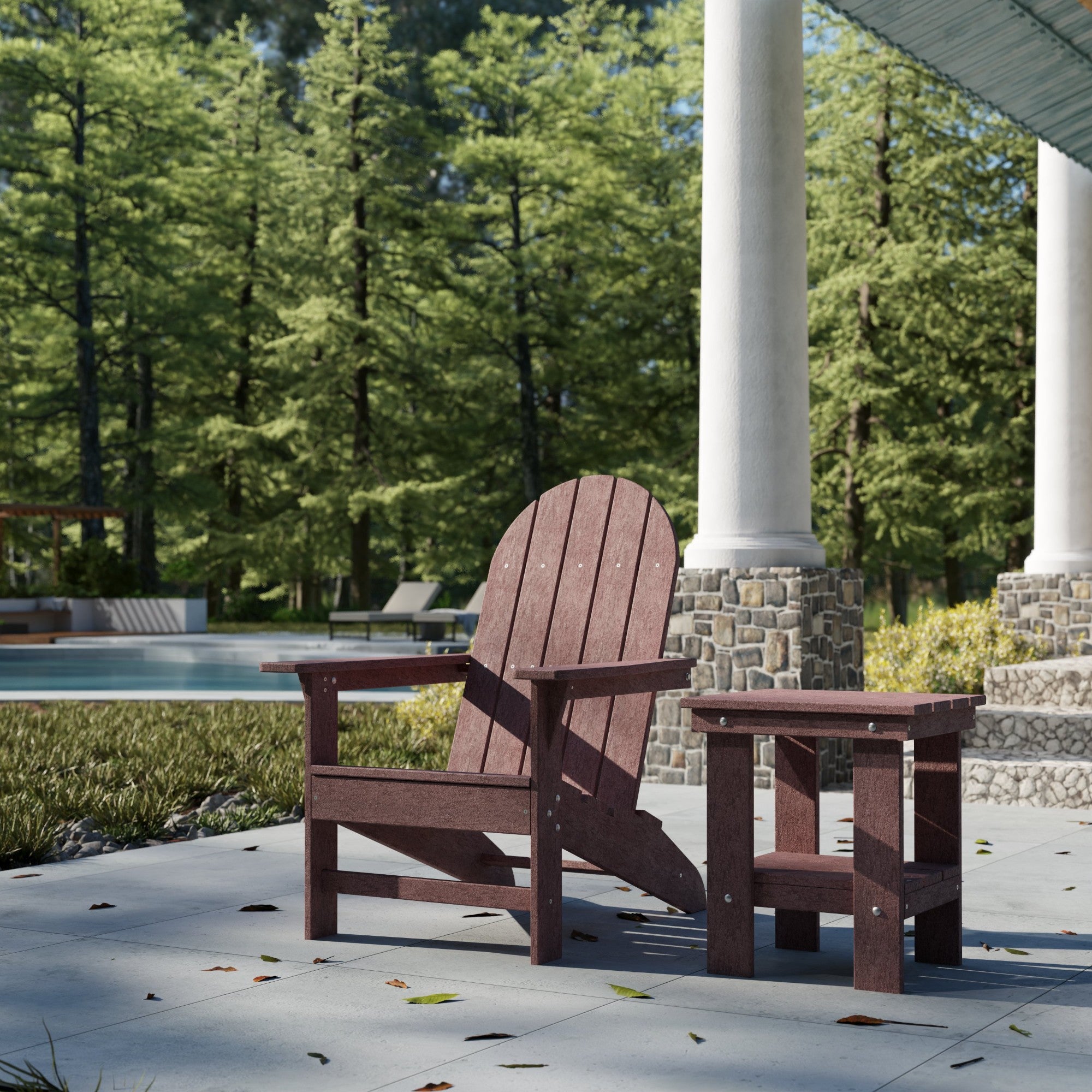 Freedom Modern Adirondack Chair & Side Table Set - Durable Outdoor Patio Furniture for Garden, Poolside, Deck, and Backyard Relaxation