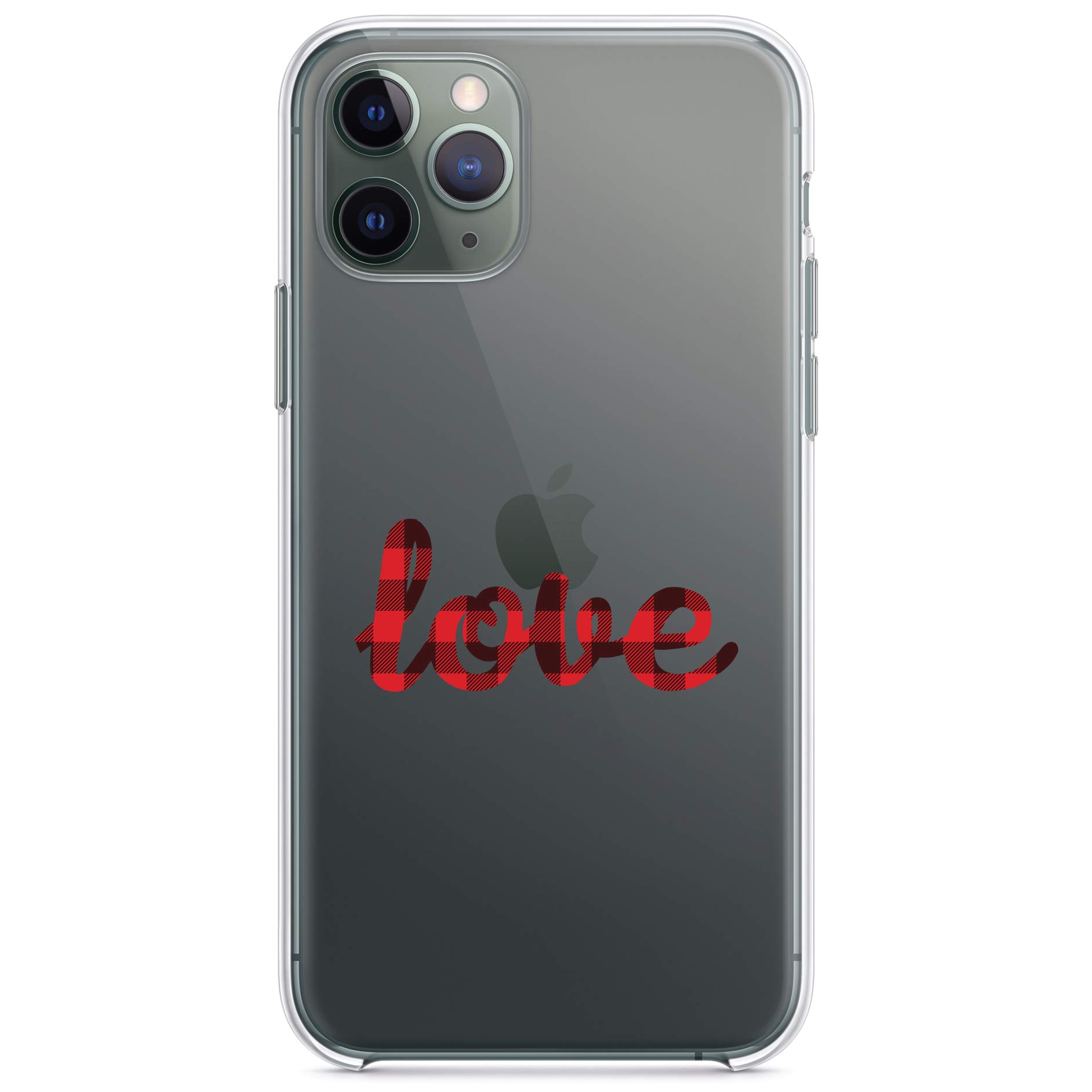DistinctInk Clear Shockproof Hybrid Case for iPhone 13 Pro MAX (6.7 Inch) - Durable TPU Bumper & Acrylic Back with Tempered Glass Screen Protector - Buffalo Love Red Black Plaid Design - Perfect for Outdoor Activities, Travel & Daily Protection