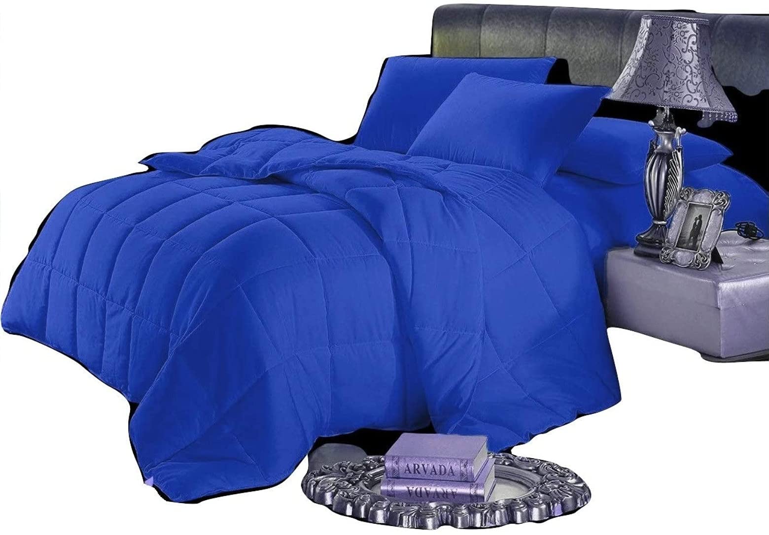 Premium 1000 Series Egyptian Cotton 5-Piece Bedding Set - 500 GSM Warm Comforter, Flat Sheet, Fitted Sheet (20