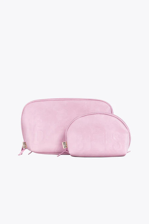 Premium Atlas Pink Cosmetic Pouch Set - Travel Makeup Organizer for Women | Perfect for Gym, Vacation & Daily Essentials Storage