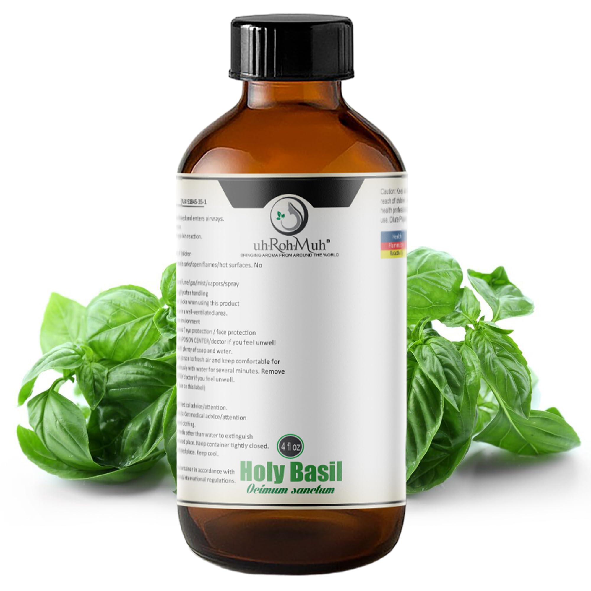 100% Pure Holy Basil (Tulsi) Essential Oil - 4oz Natural Aromatherapy Oil for Diffusers, Massage, Hair & Skin Care - USDA Certified Organic for Home Spa & Culinary Use
