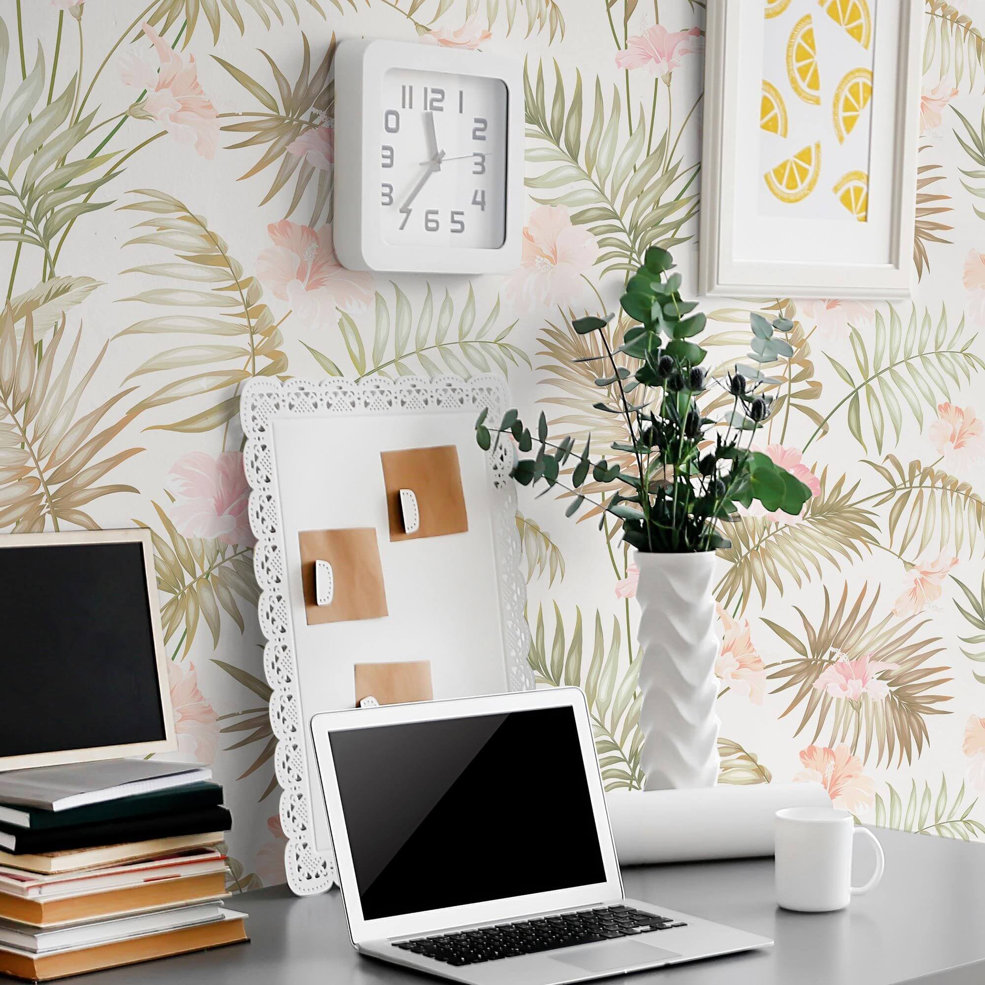 Natural Botanical Floral Peel and Stick Removable Wallpaper 3803 - Self-Adhesive Wall Decor for Bedroom, Living Room & Office
