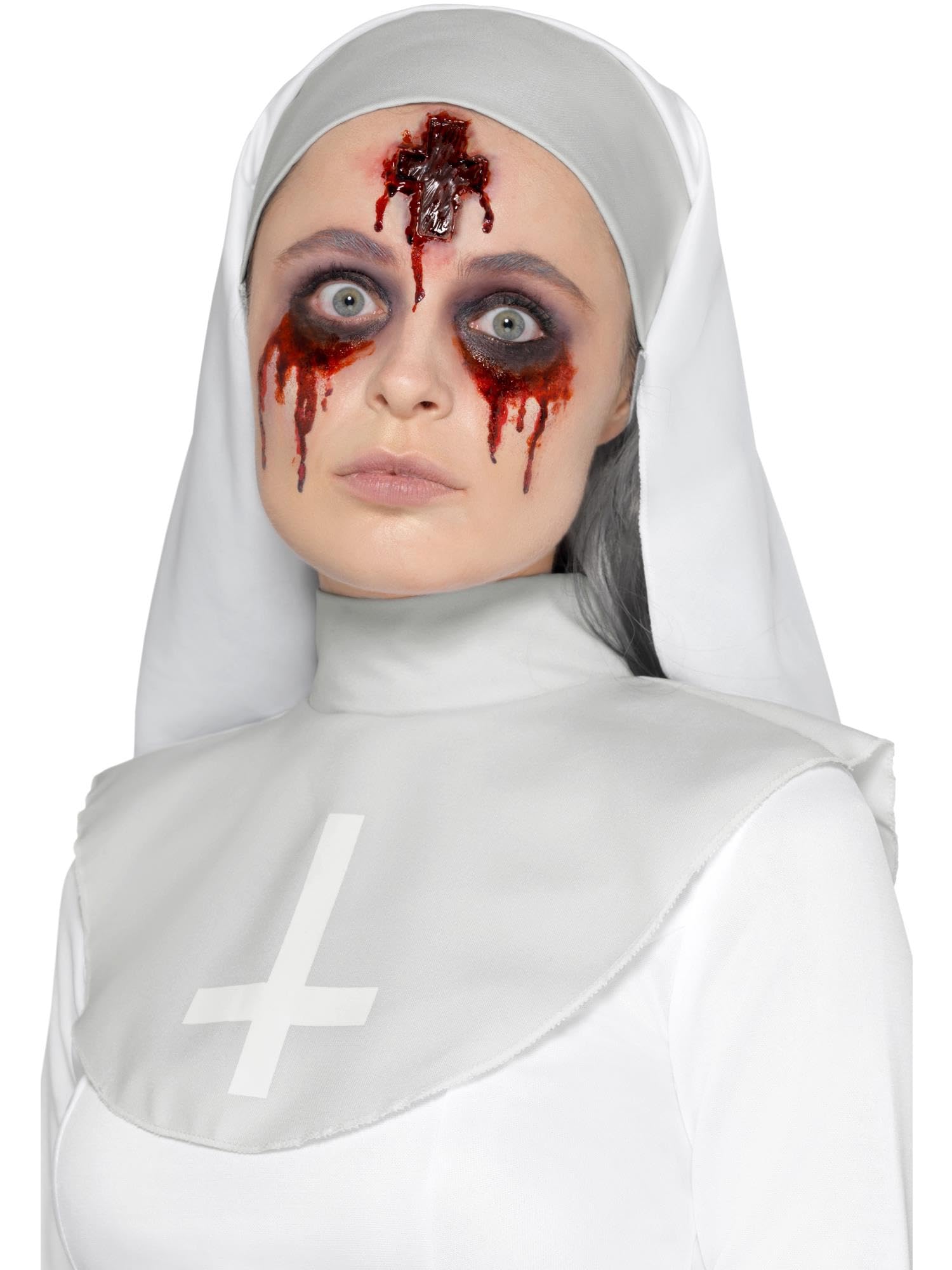 Smiffys Latex Cross Wound Scar Makeup FX - Realistic Red Scar Prosthetic with Adhesive - Halloween Costume Accessories & Special Effects Makeup for Cosplay, Horror Movies, and Theatrical Performances