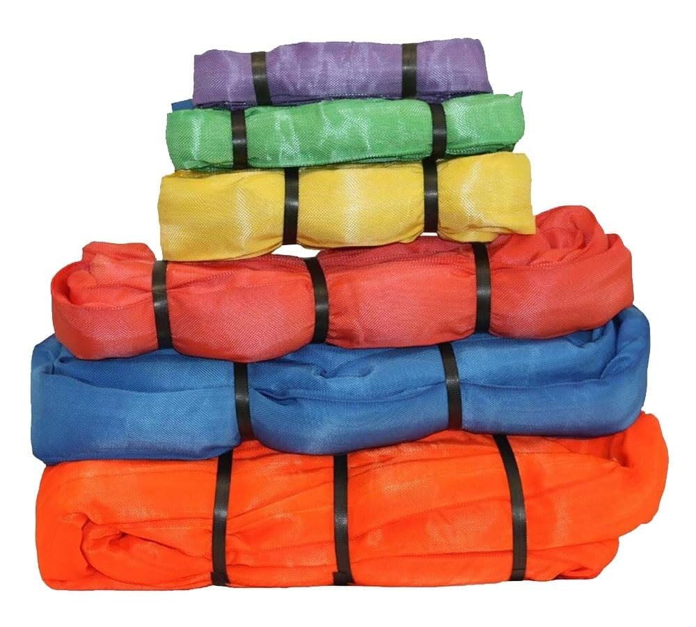 Mytee Products 2 Pack 8 ft Blue Polyester Endless Round Sling - 21,200 lbs Vertical Capacity, 17,000 lbs Choker, 42,400 lbs Basket - Heavy Duty Lifting Sling for Wrecker Recovery, Towing & Construction - Ideal for Automotive, Industrial & Marine Applications