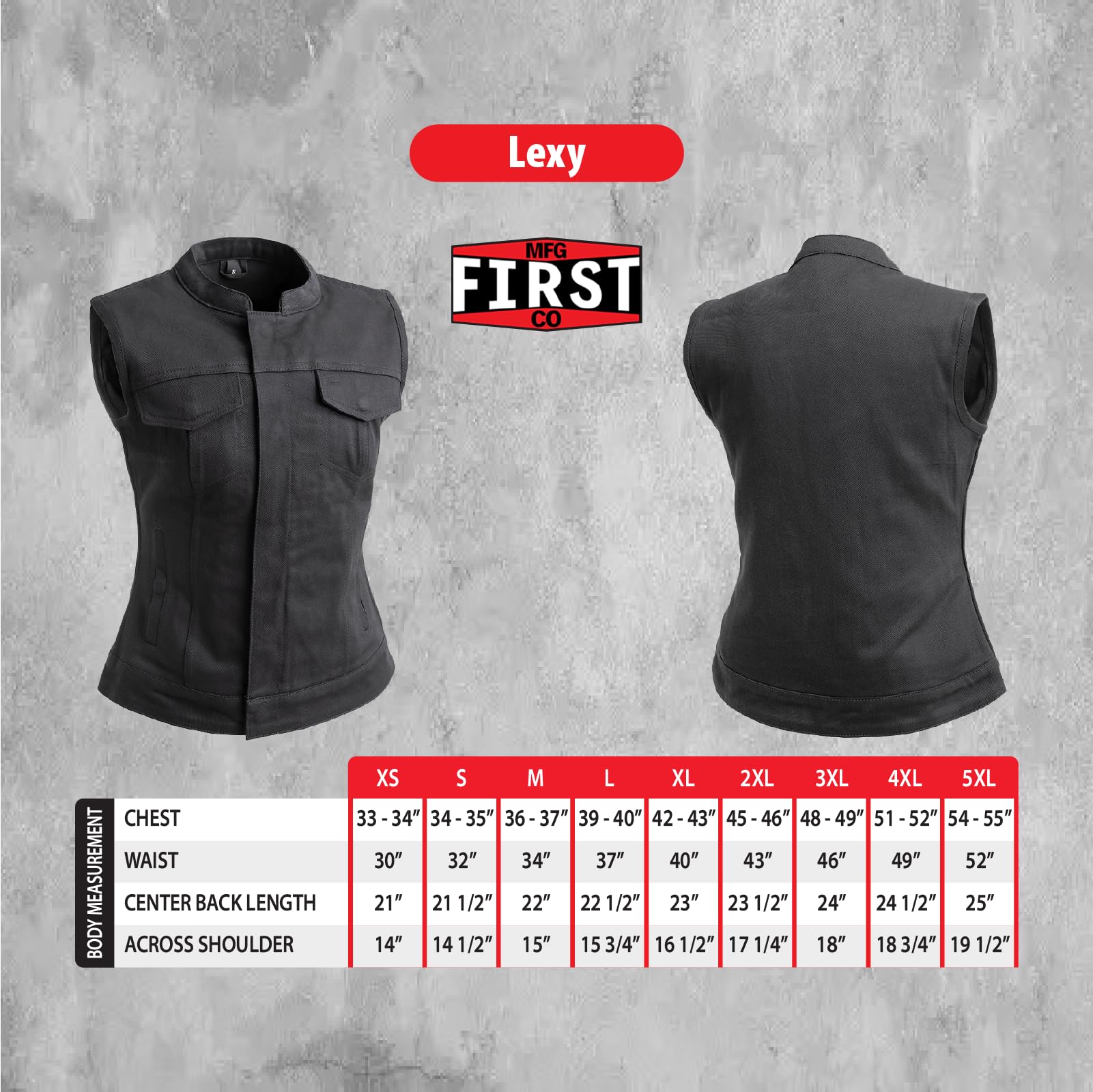 First Mfg Co Lexy/Bonnie Women's Motorcycle Jacket - Denim, Twill, Leather & Mesh Biker Vest with Armor Protection for Female Riders | Perfect for Harley, Cruiser & Street Bike Riding