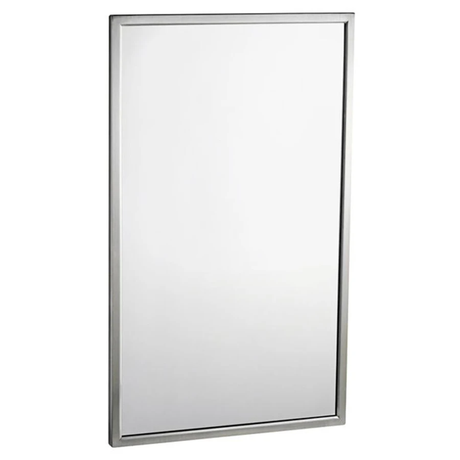 Bobrick B2908 24x36 Inch Framed Mirror - Tempered Glass, Satin Finish, Surface Mount for Bathroom, Gym, or Home Decor