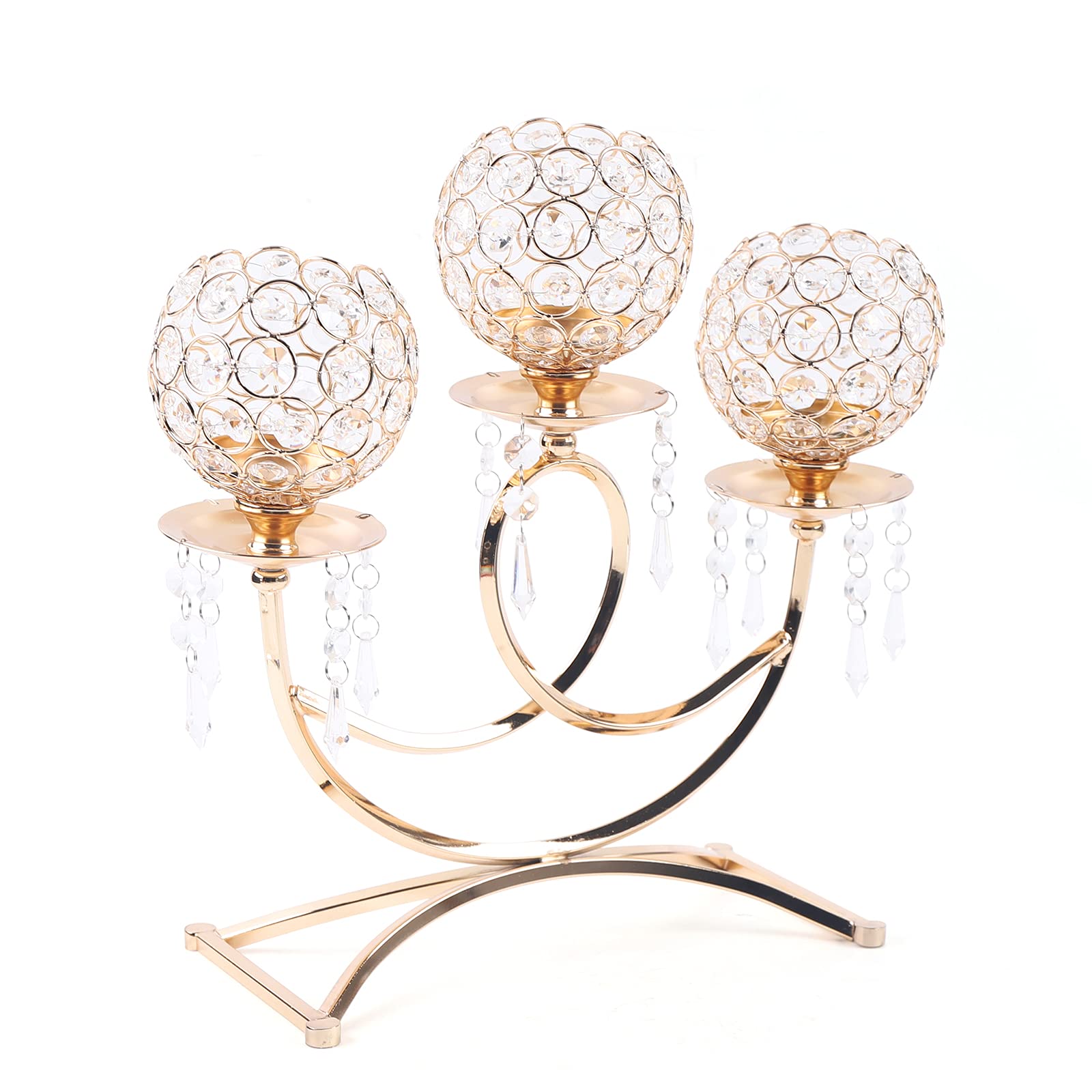 Elegant 3-Head Crystal Candle Holder - Modern Candelabra with Drops for Tabletop Centerpiece, Home Decor, Wedding & Party Decoration | Perfect for Dining Tables, Fireplace Mantels & Romantic Ambiance