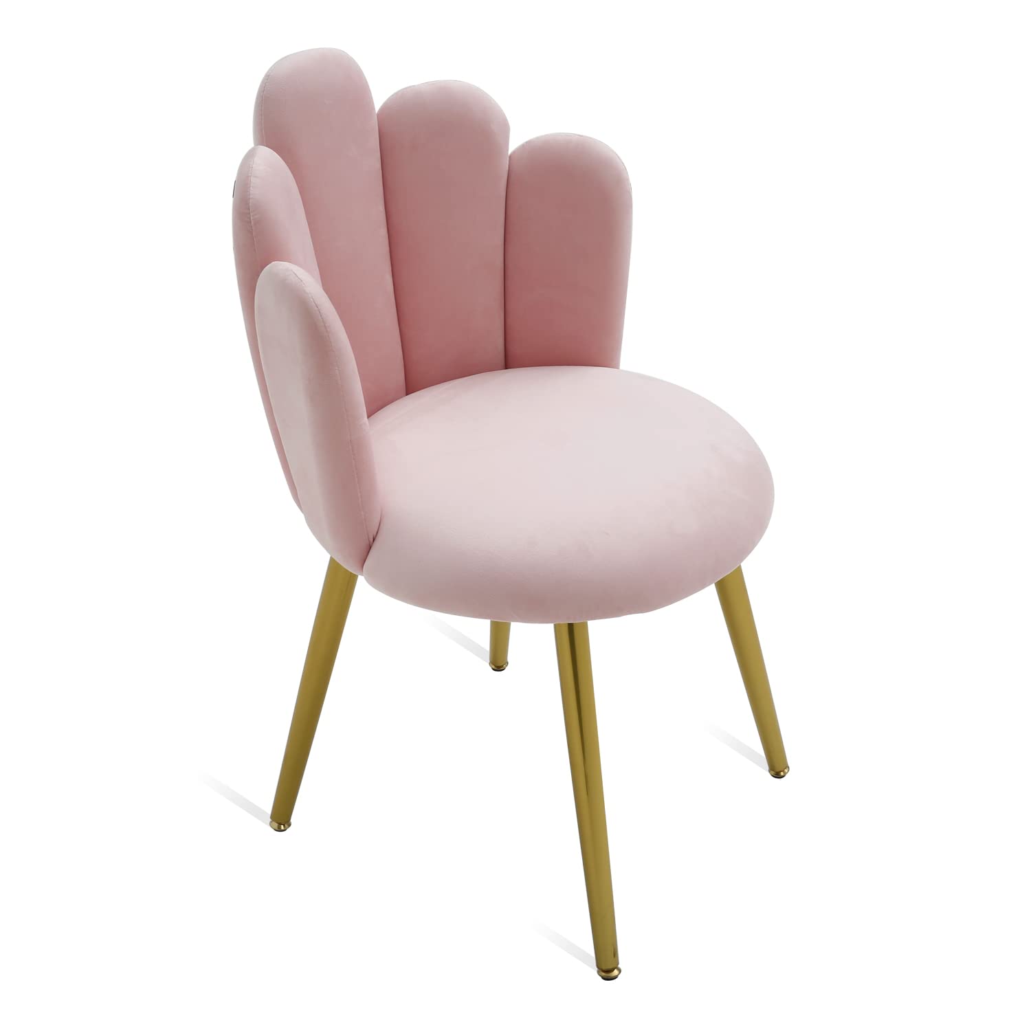 Bowthy Vanity Chair for Makeup Room - Midcentury Modern Accent Chair with Back Support & Metal Legs for Living Room, Bedroom, or Dining Area (Pink) | Perfect for Dressing Tables, Home Offices & Elegant Spaces