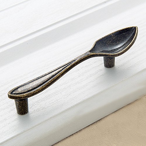 2 Pack Antique Bronze Zinc Alloy Cabinet Handles - Modern Fork Design Kitchen & Drawer Pulls (76mm CC) for Cabinets, Cupboards & Furniture Upgrade