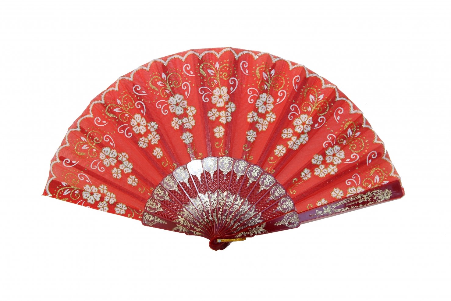 Authentic Chinese Feng Shui Red Hand Fan - Traditional Decorative Fan for Home Blessings & Harmony | Perfect for Meditation, Yoga, and Cultural Decor