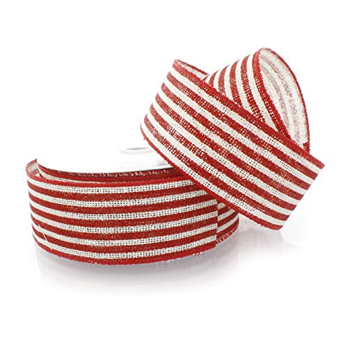 Red/Off-White Burlap Narrow Stripes
