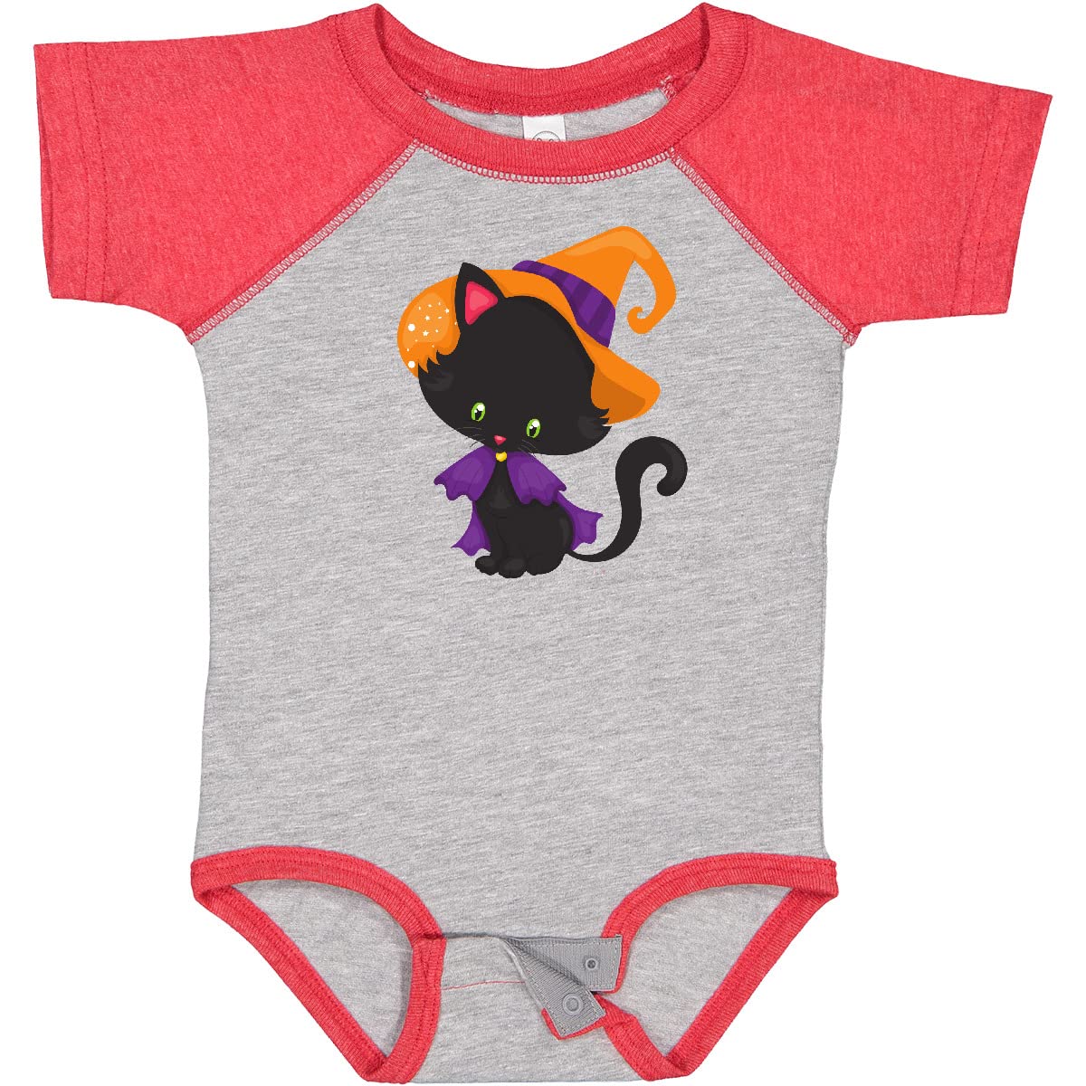 Inktastic Halloween Cat Baby Bodysuit - Cute Black Cat with Witch Hat Outfit for Infants | Perfect for Halloween Costumes, Photo Shoots & Holiday Celebrations
