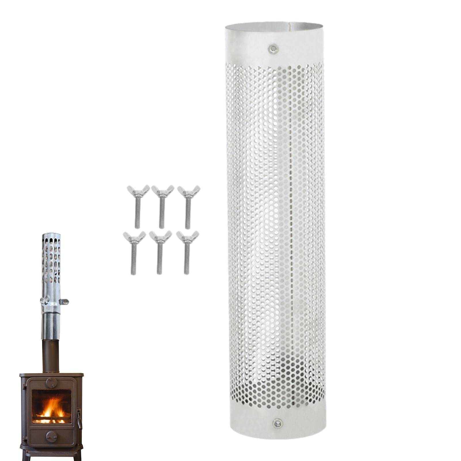 Jomewory 304 Stainless Steel Camping Stove Pipe with Mesh Design - Chimney Pipe, Smoke Pipe, Burn Protection Mesh Cover for Ventilation & Exhaust - Perfect for Outdoor Camping, Hiking & RV Adventures