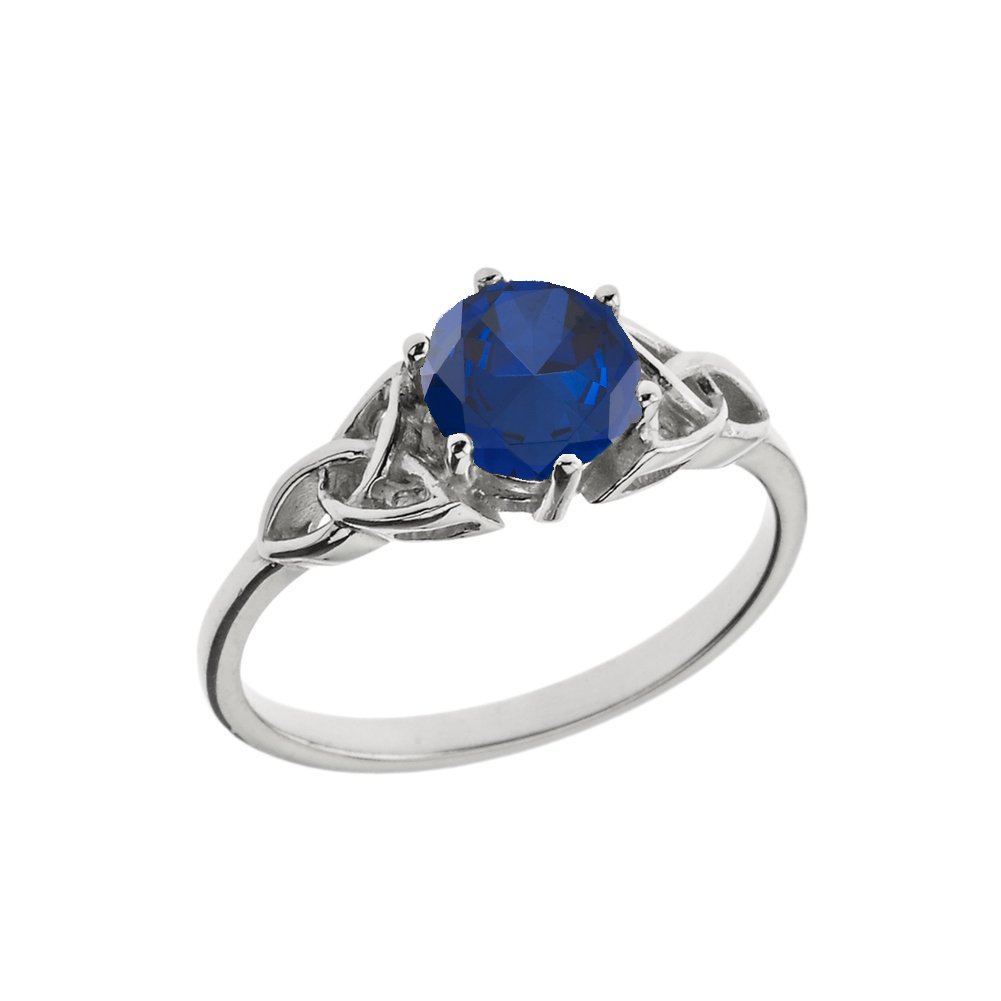 10k White Gold Celtic Trinity Knot Ring with Birthstone - Personalized Engagement & Proposal Ring for Women, Size 8.5 - Perfect for Weddings, Anniversaries & Romantic Gifts
