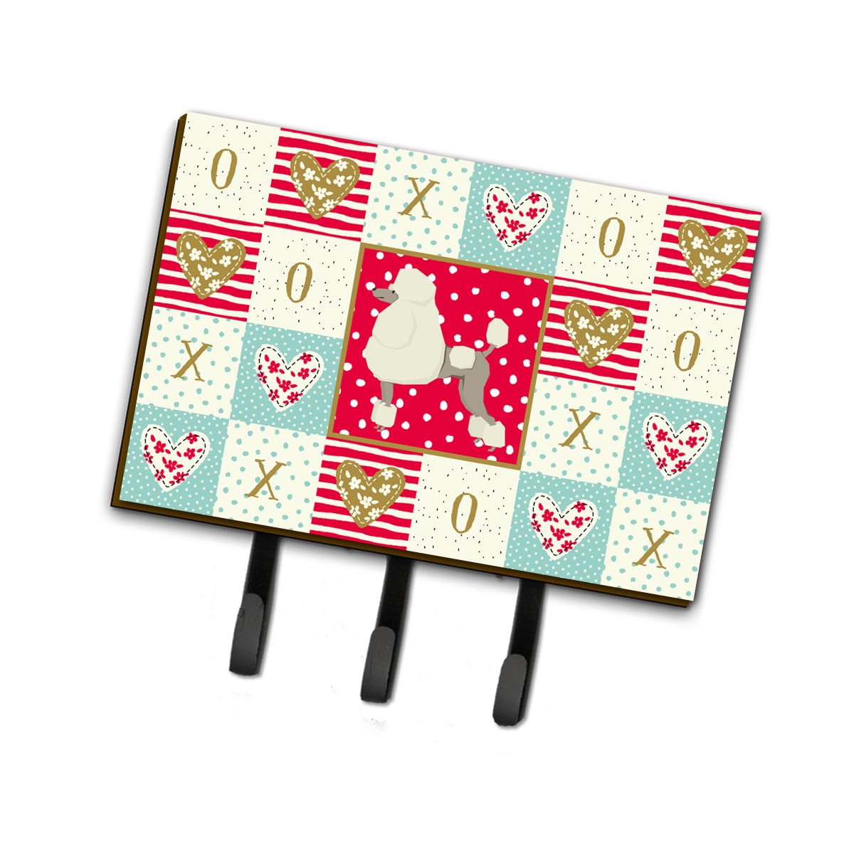 Caroline's Treasures CK5946TH68 Poodle Love Wall Hook Organizer - Key Holder, Coat Rack, Leash Hanger for Entryway, Kitchen & Bathroom - Perfect for Hanging Keys, Towels, Aprons & Pet Accessories