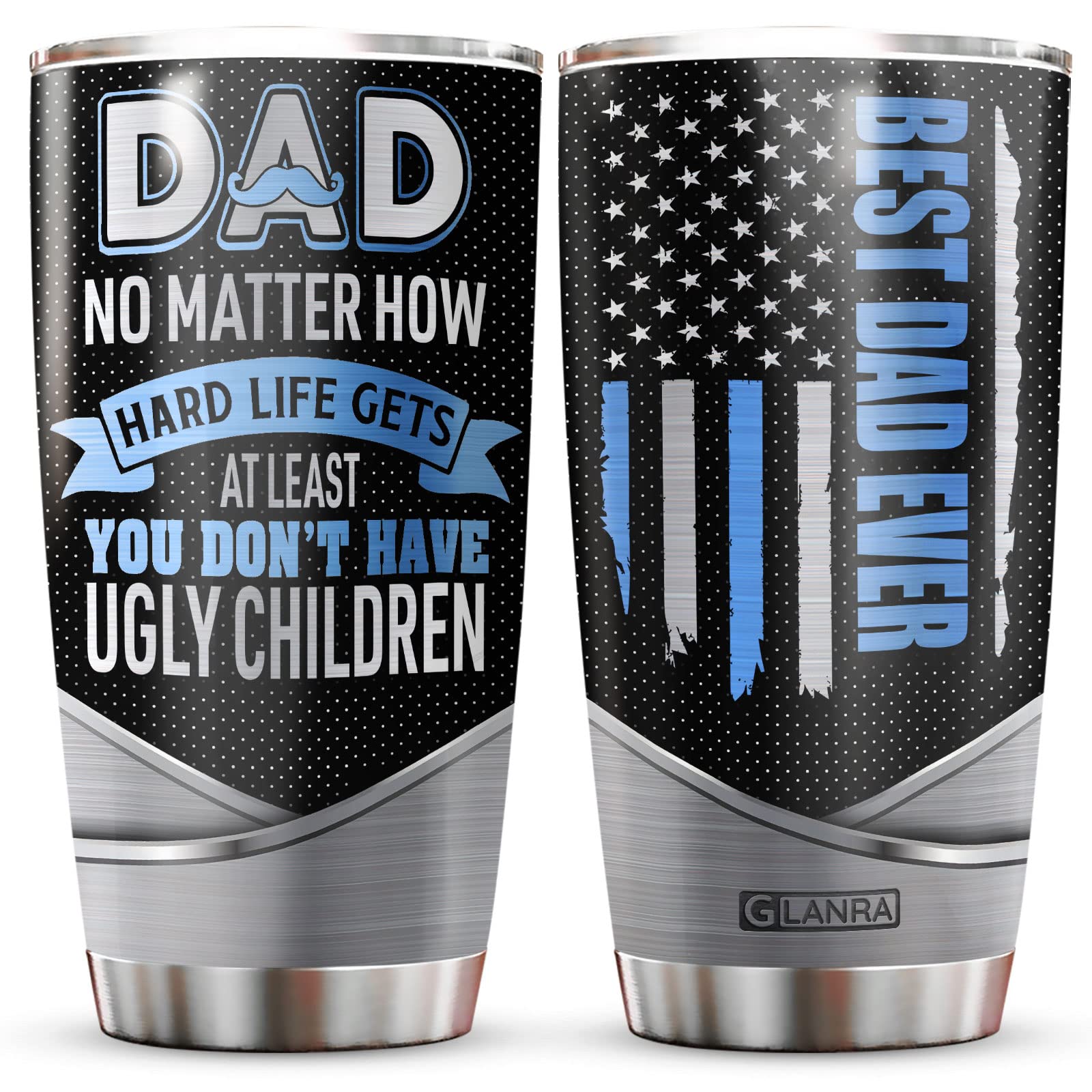 Best Dad Ever Gifts - Insulated Travel Coffee Mug with Lid | Birthday Gift for Dad from Daughter, Son & Kids | Perfect for Father's Day, Office & Road Trips