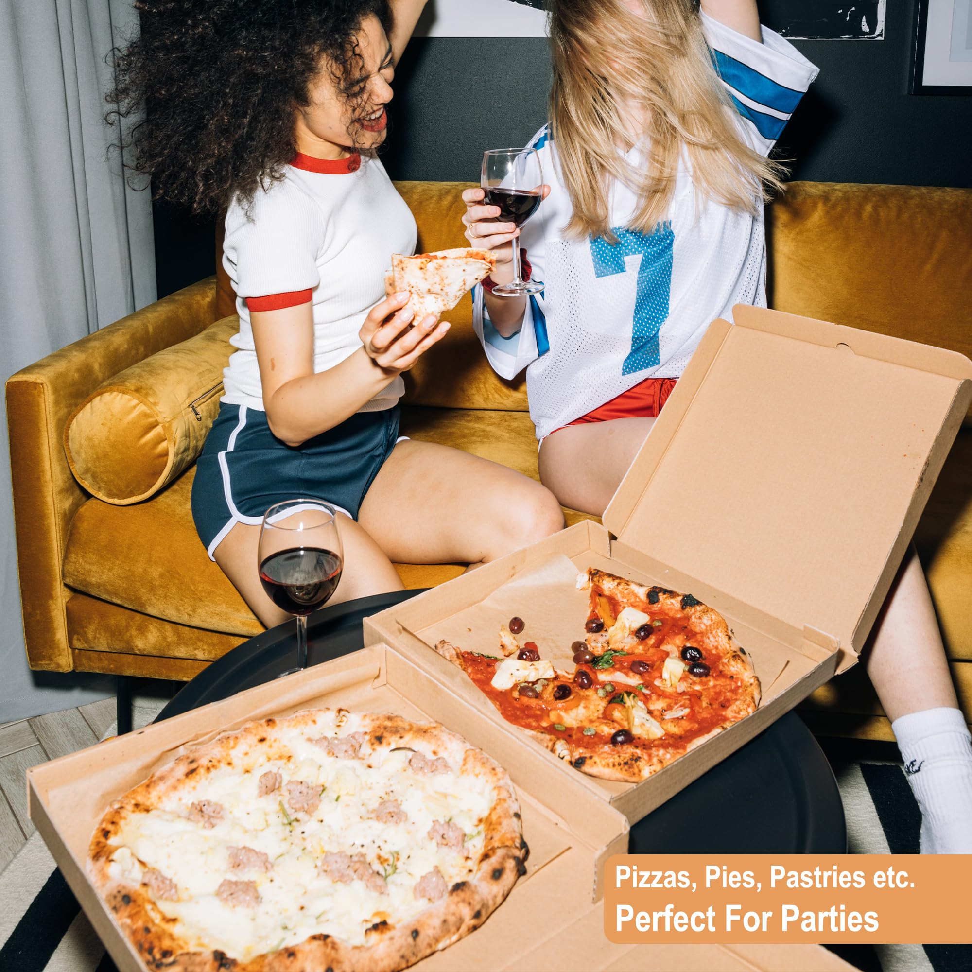 10x10x1.75 Inch Corrugated Kraft Pizza Boxes (15 Pack) - Eco-Friendly Cardboard Takeout Containers for Hot & Fresh Pizza Delivery, Parties, and Restaurant Use