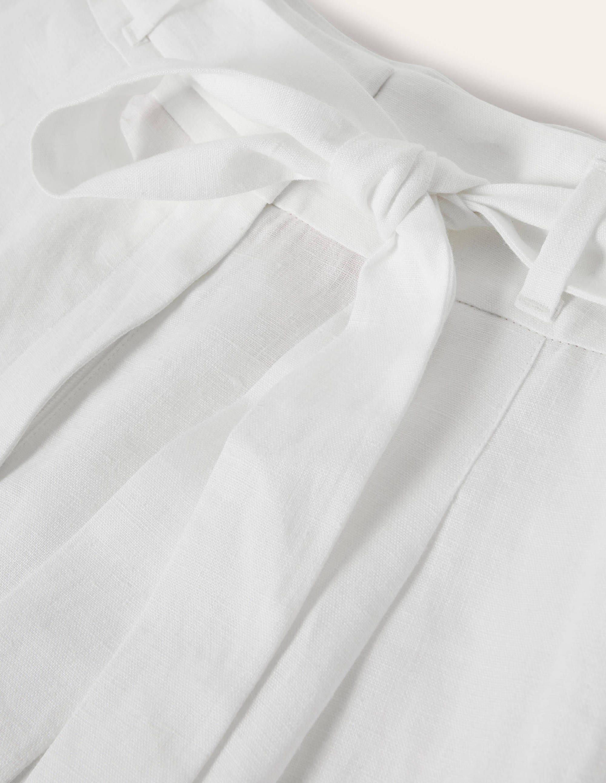 Alma Tie Waist Linen Shorts for Women - Breathable White Summer Shorts with Adjustable Belt - Perfect for Beach, Vacation & Casual Outings