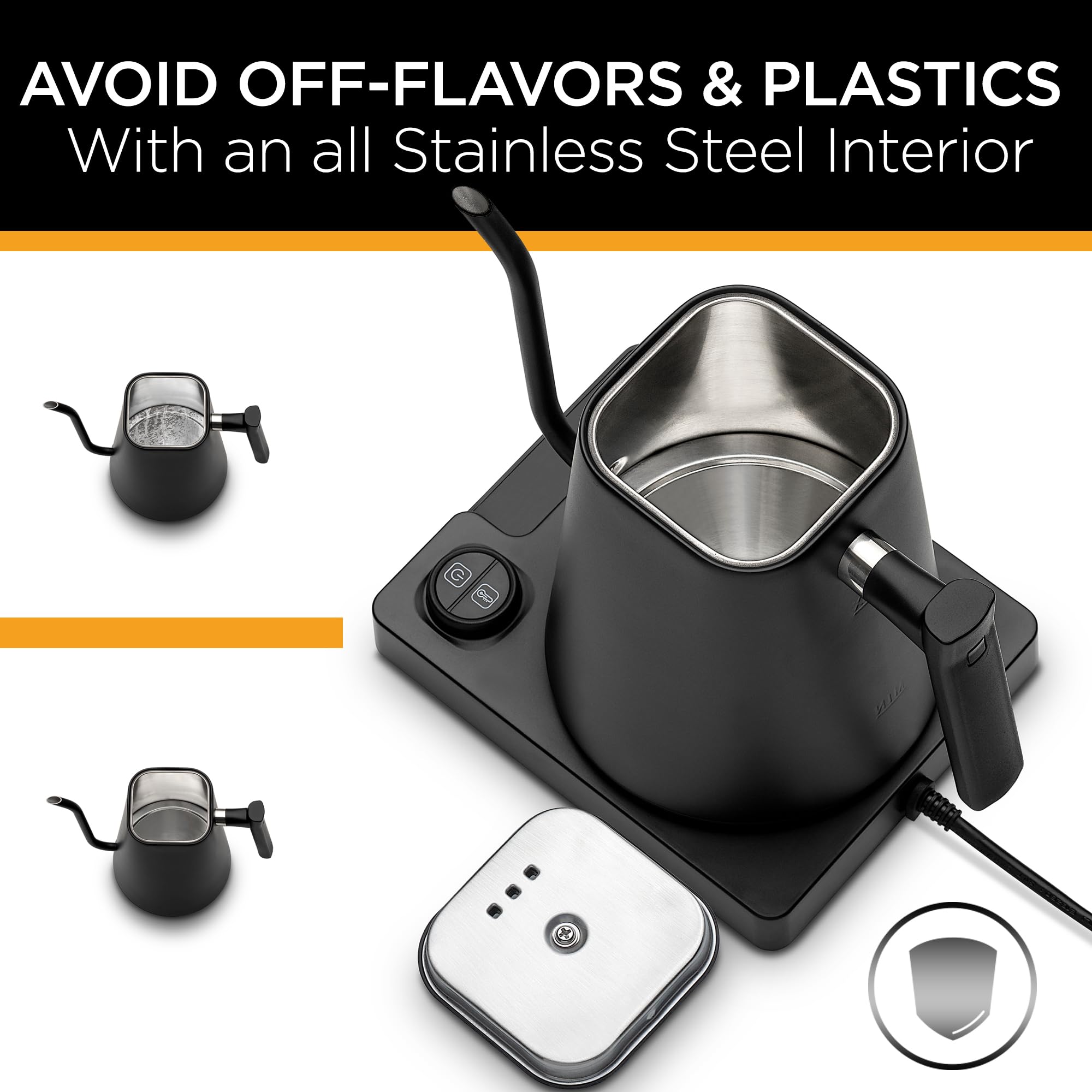 KETTLE & BLOOM 1L Electric Gooseneck Kettle with Temperature Control - Black Pour Over Coffee & Tea Kettle for Precise Brewing - Ideal for Home Baristas, Coffee Shops & Tea Enthusiasts
