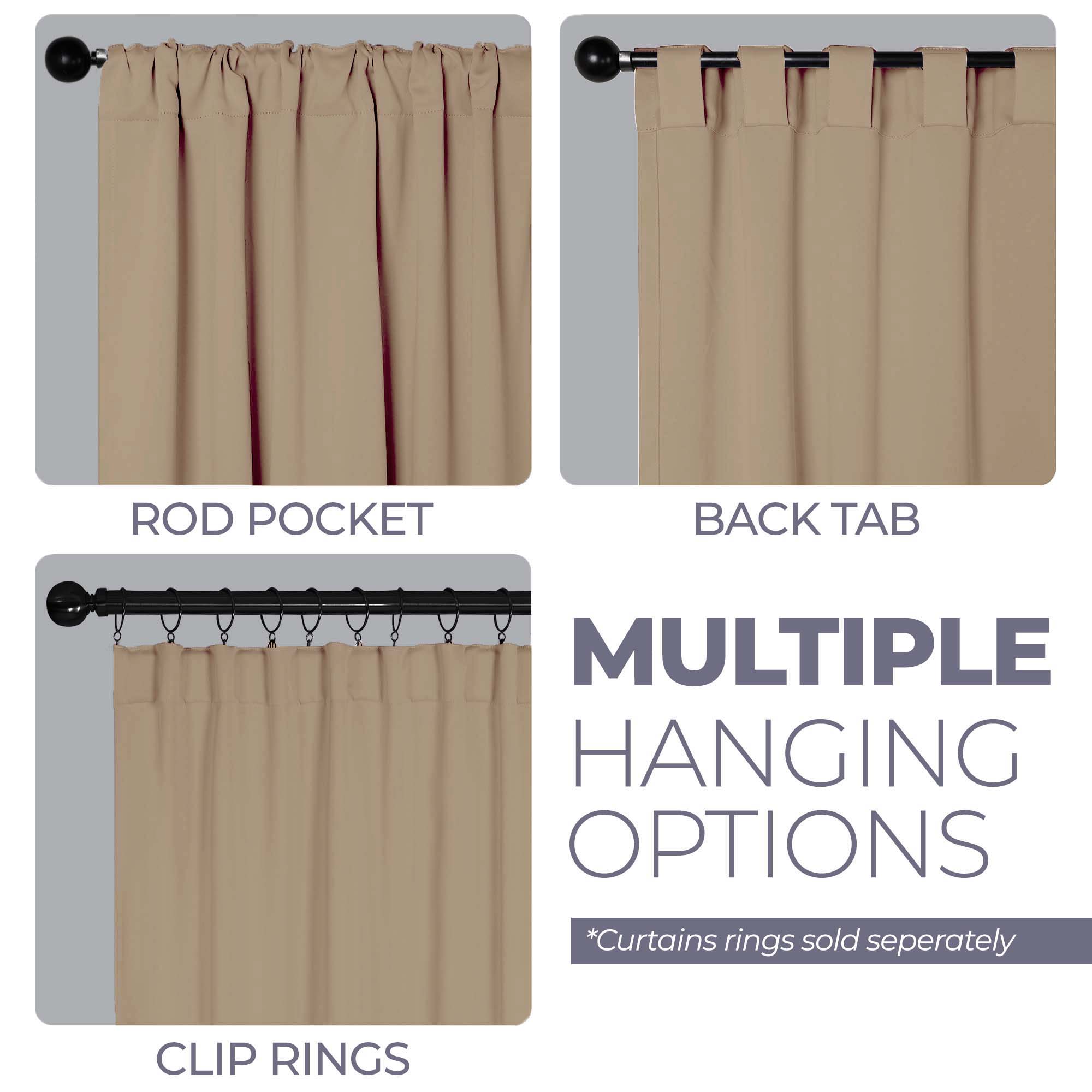 Blackout Curtains for Bedroom - Solid Room Darkening Back Tabs Window Drapes, Set of 2 Panels - Perfect for Nursery, Home Theater & Light Sleepers