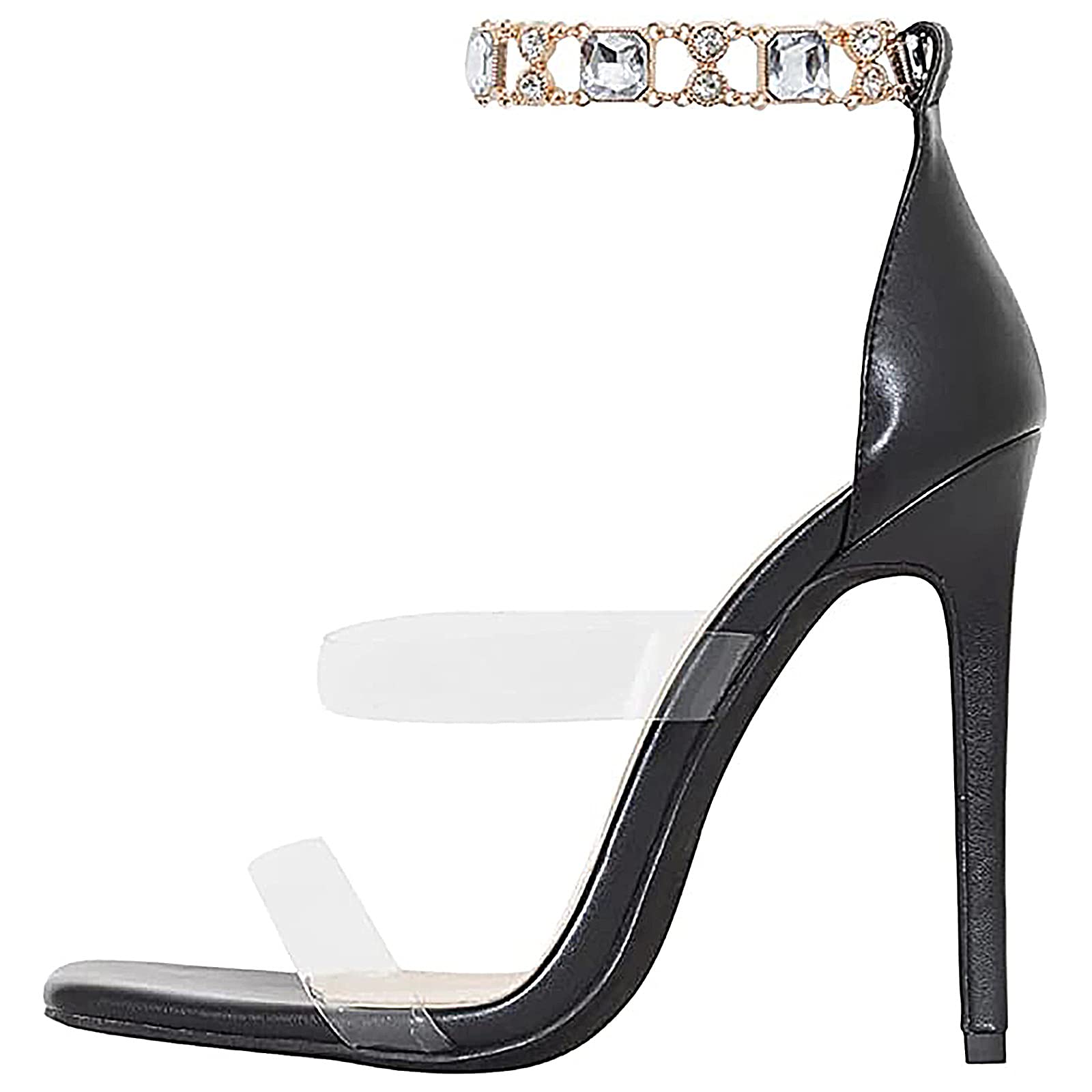Women's High Heel Sandals - Ankle Strap Pump Dress Sandals with Crystal Decor | Elegant for Weddings, Parties & Evening Events