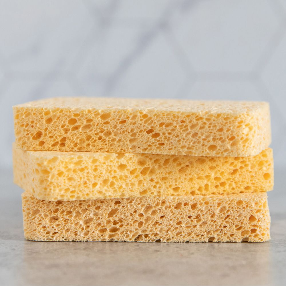 Eco-Friendly Cellulose Dish & Cleaning Sponges (3-Pack) - Biodegradable Kitchen Sponges for Washing Dishes, Countertops & Household Cleaning