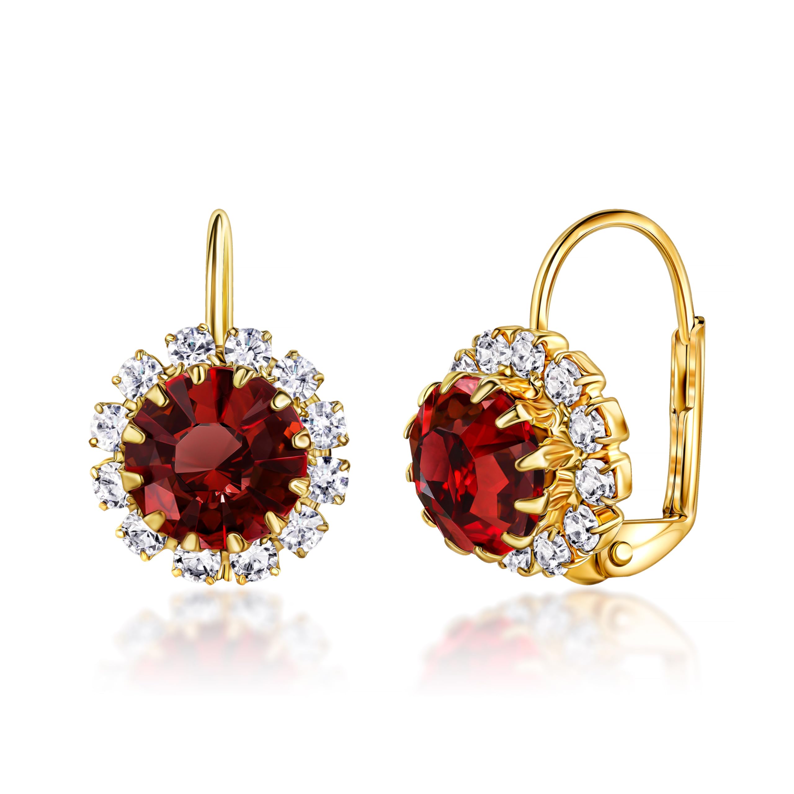 18K Gold Plated Crystal Flower Earrings for Women | Cubic Zirconia Stud Earrings | Elegant Gift for Wedding, Party & Everyday Wear