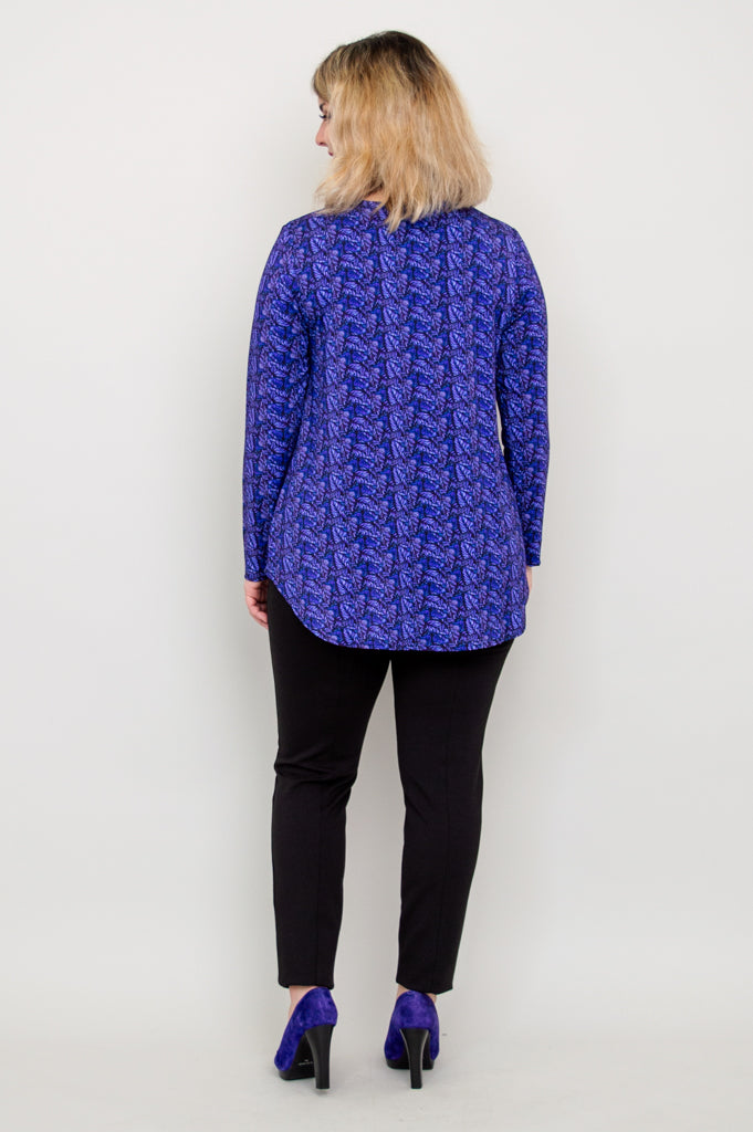 Jackie Long Sleeve Top - Midnight Leaves Print - Bamboo Fabric - Women's Casual Shirt - Perfect for Fall & Winter Layering