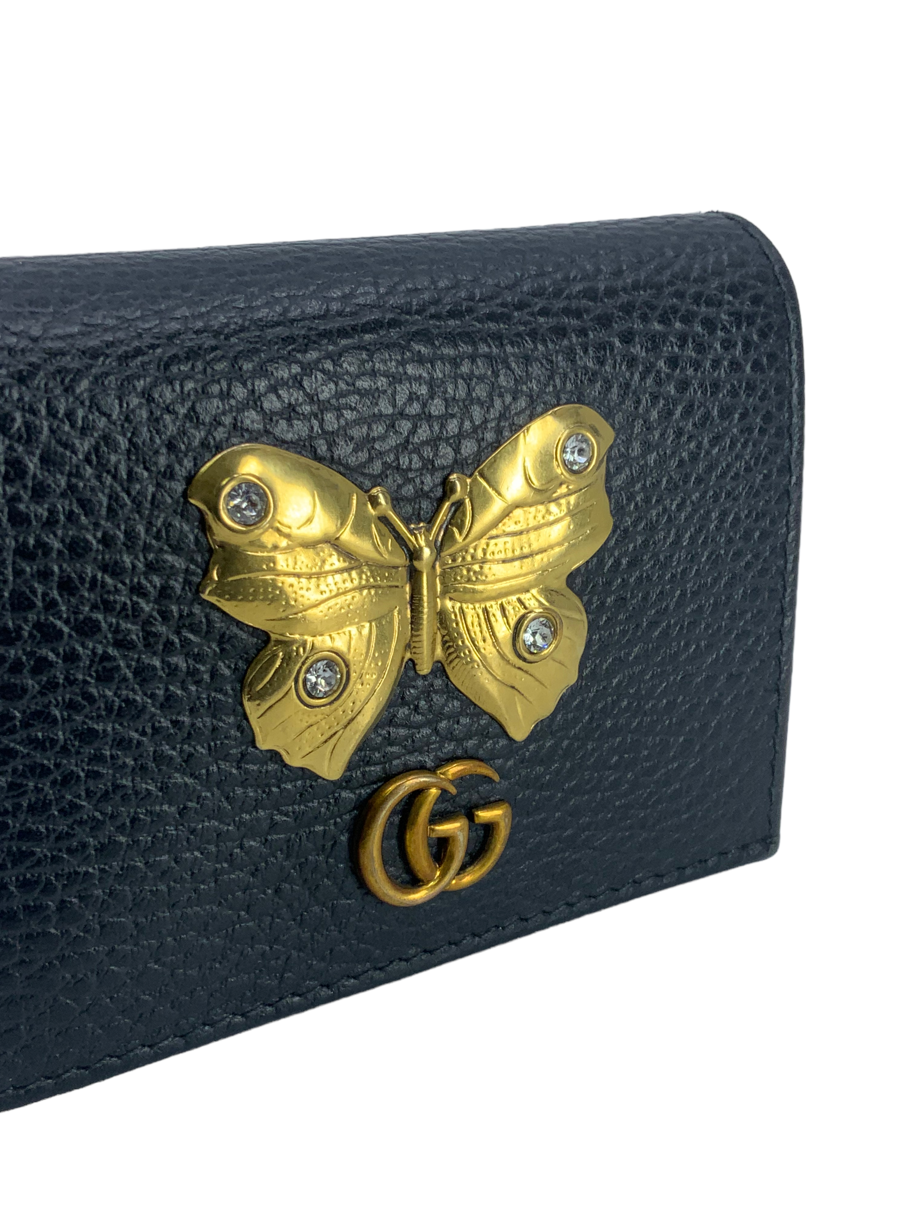GUCCI GG Marmont Butterfly Compact Leather Wallet for Women - Luxury Designer Card Holder & Coin Purse for Everyday Use, Travel, and Special Occasions