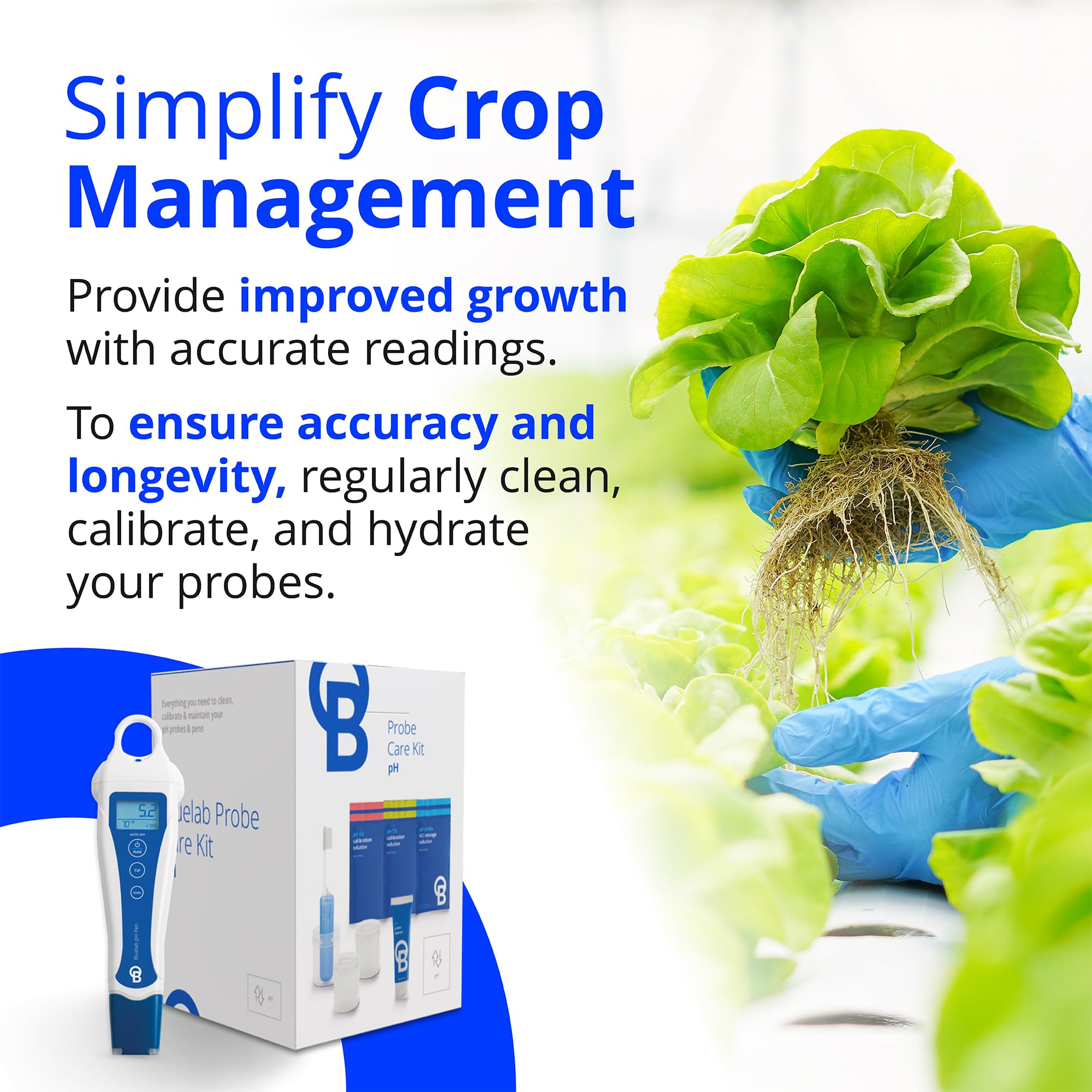 Bluelab pH Pen Meter & Probe Care Kit with Calibration Solution, Storage Liquid & Cleaning Brush - Digital pH & Temperature Tester for Hydroponics, Aquariums & Plant Growth - Ensure Optimal Plant Health & Higher Yields