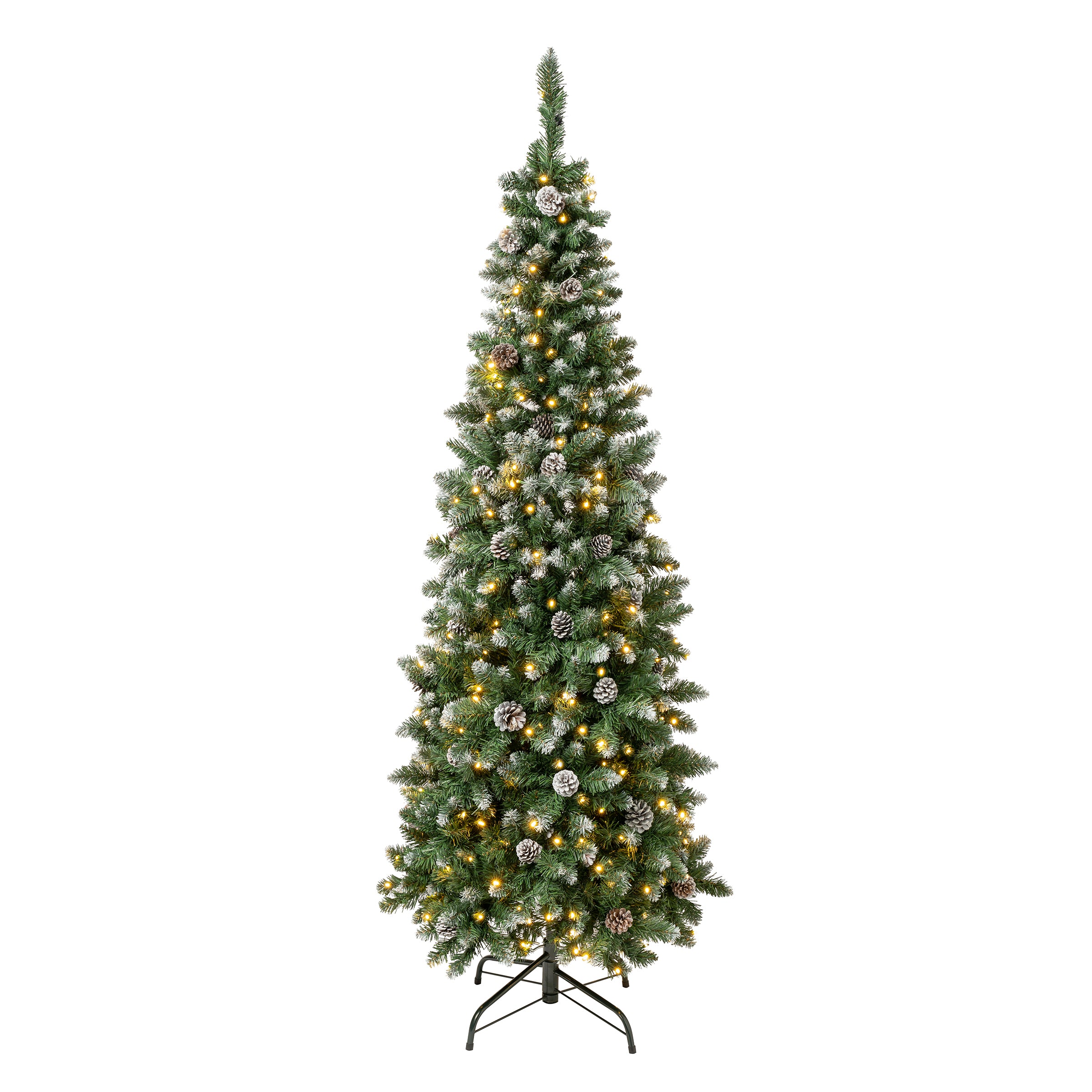 6 ft. Pre-Lit Oakley Hills Snow Slim Christmas Tree with Warm White LED Lights - Perfect for Small Spaces, Apartments, and Holiday Home Decor