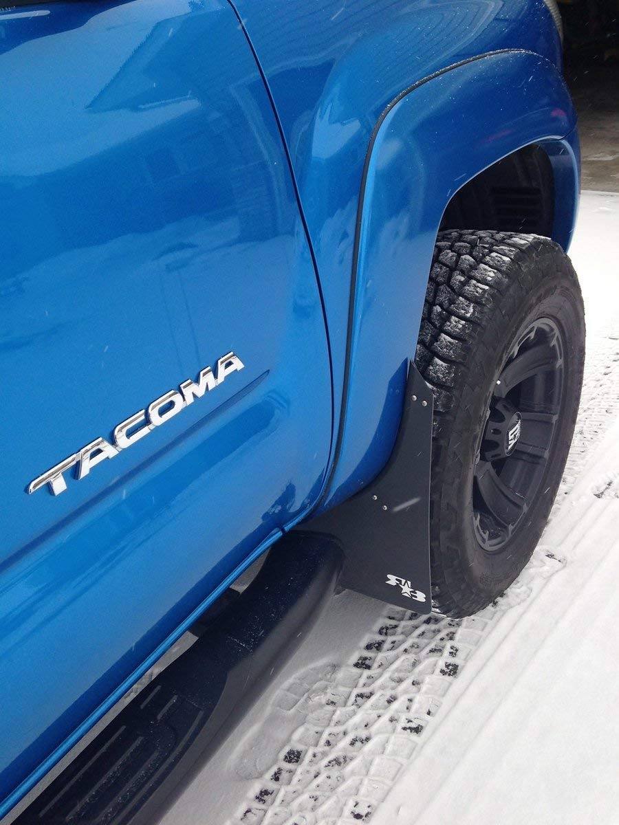 RokBlokz Mud Flaps for 2005-2015 Toyota Tacoma - Heavy Duty Splash Guards - Set of 4 with Hardware - Black with Black Logo - Fits Oversized Tires - Perfect for Off-Roading, Truck Protection & Custom Styling