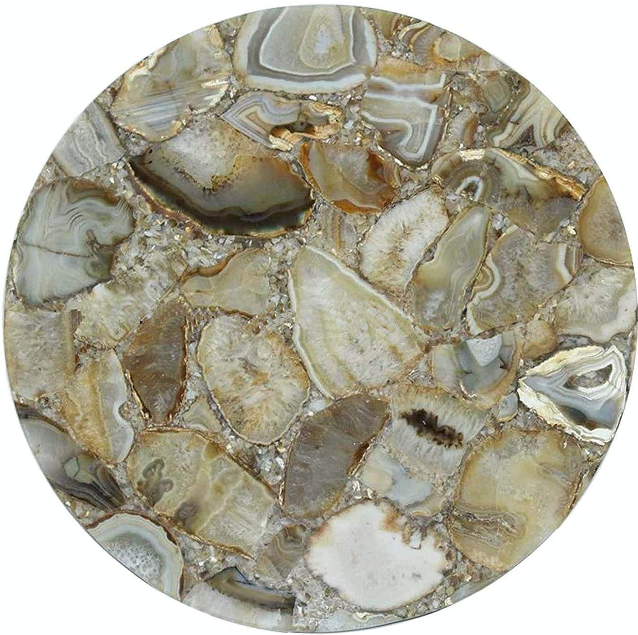 Natural Agate Stone Round Table Top - Handcrafted Side Table, Dining Table & Conference Table Decor - Unique Home & Office Furniture - Perfect for Living Room, Dining Area & Meeting Spaces