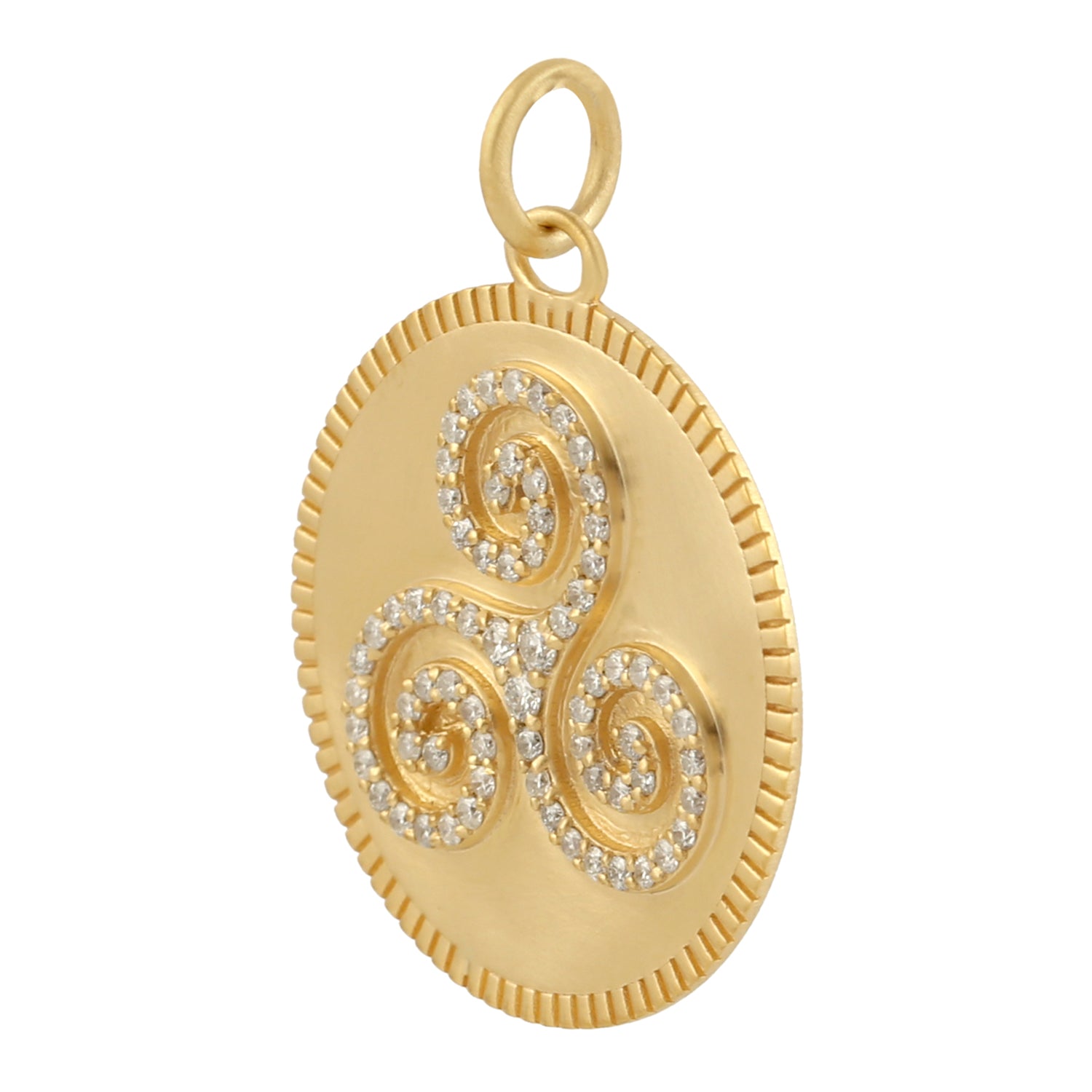 14K Yellow Gold Pave Diamond Triskelion Pendant Necklace - Handmade Celtic Jewelry for Women - Perfect for Gifts, Anniversaries & Special Occasions