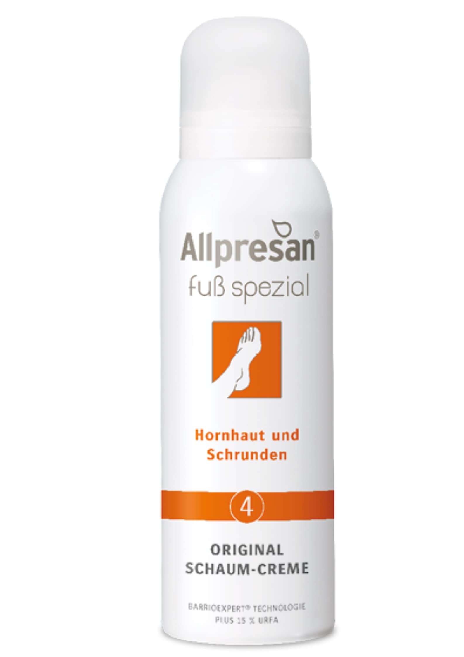 Allpresan Foot Nr 4 Urea Foam Cream - 15% Urea Restructuring Care for Corns & Wrinkles - 125ml Foot Treatment for Dry Cracked Heels - Perfect for Daily Foot Care & Pedicure Prep