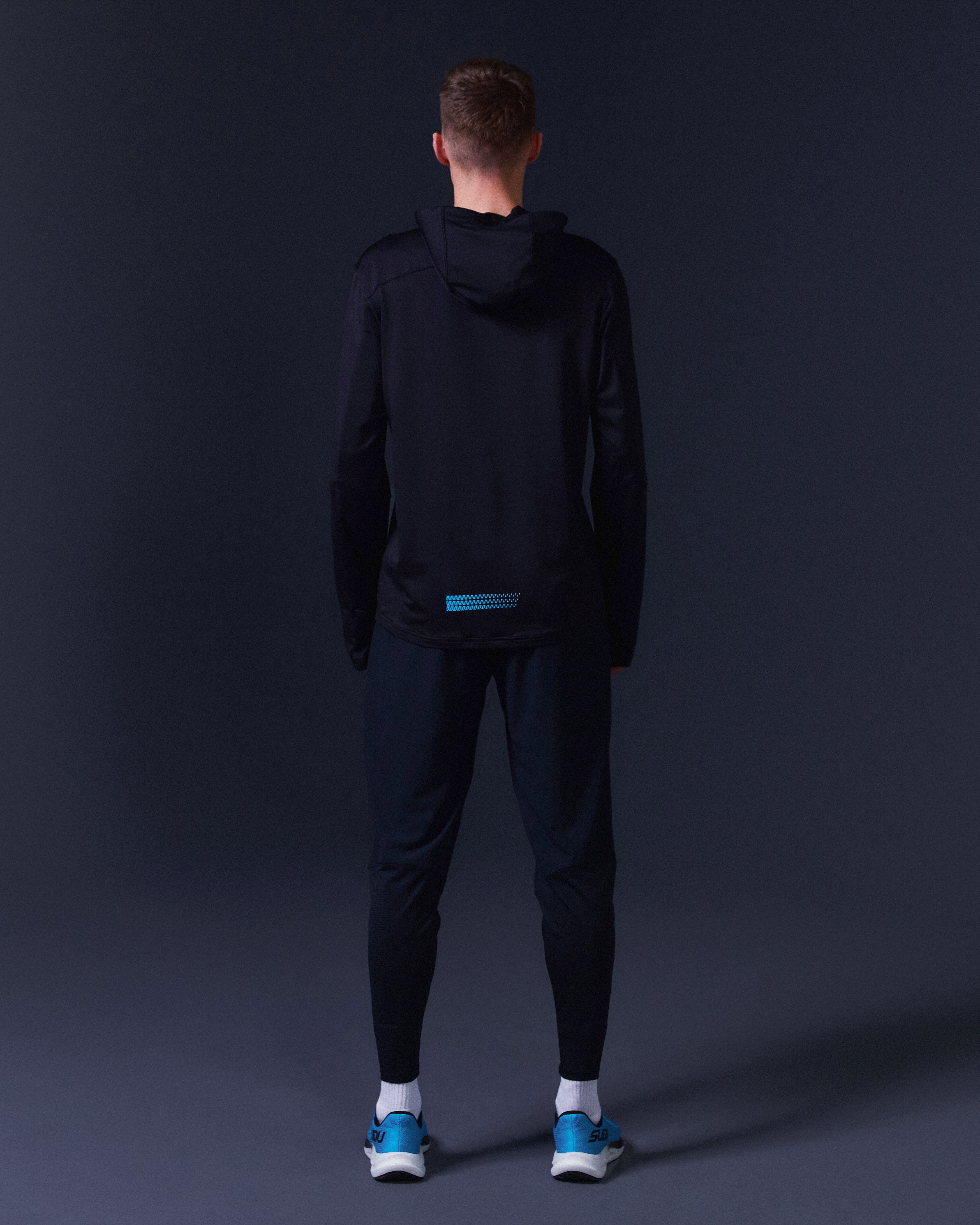 SRH 01 Hoodie for Men & Women - Black & Light Blue Pullover Sweatshirt | Casual Streetwear, Gym, Outdoor Activities